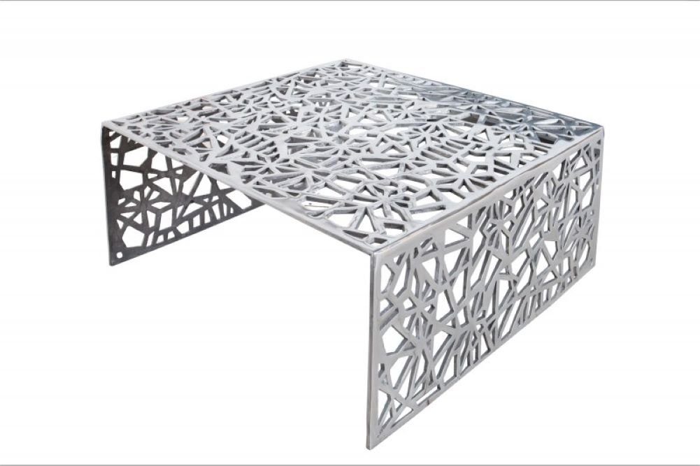 LebensWohnArt Couchtisch Design Couchtisch RIAS Aluminium ca.60cm silber