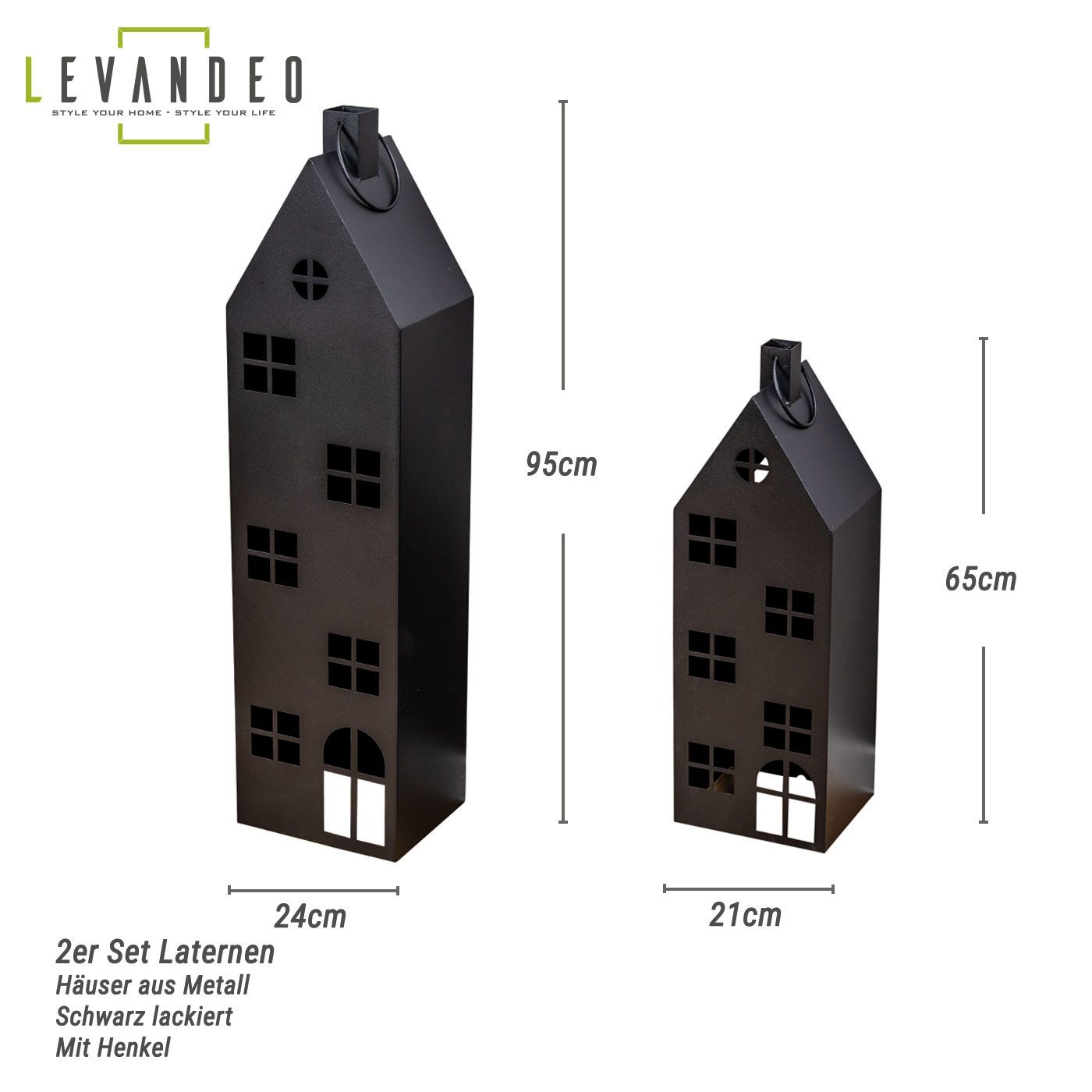 Levandeo® Kerzenlaterne, 2er Set Laterne Haus günstig online kaufen