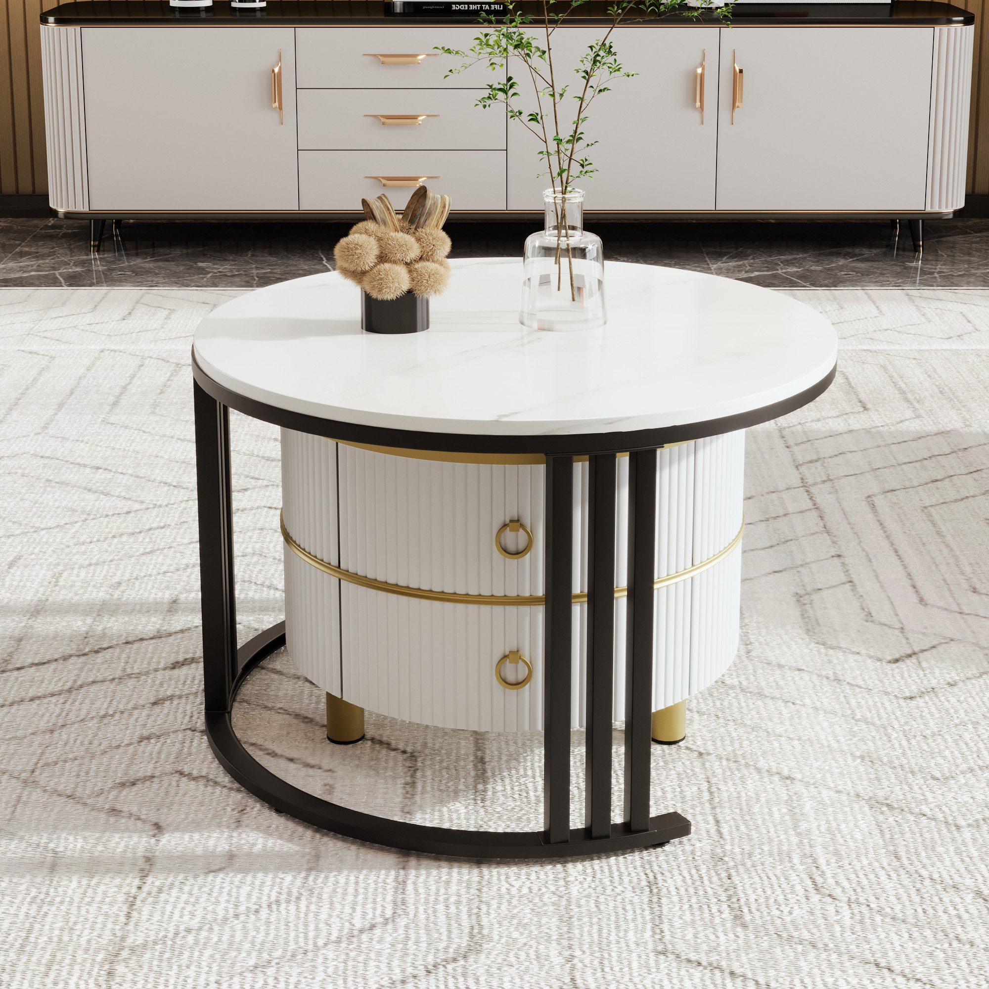 OKWISH Couchtisch 2-in-1 runder Couchtisch (Beistelltisch günstig online kaufen