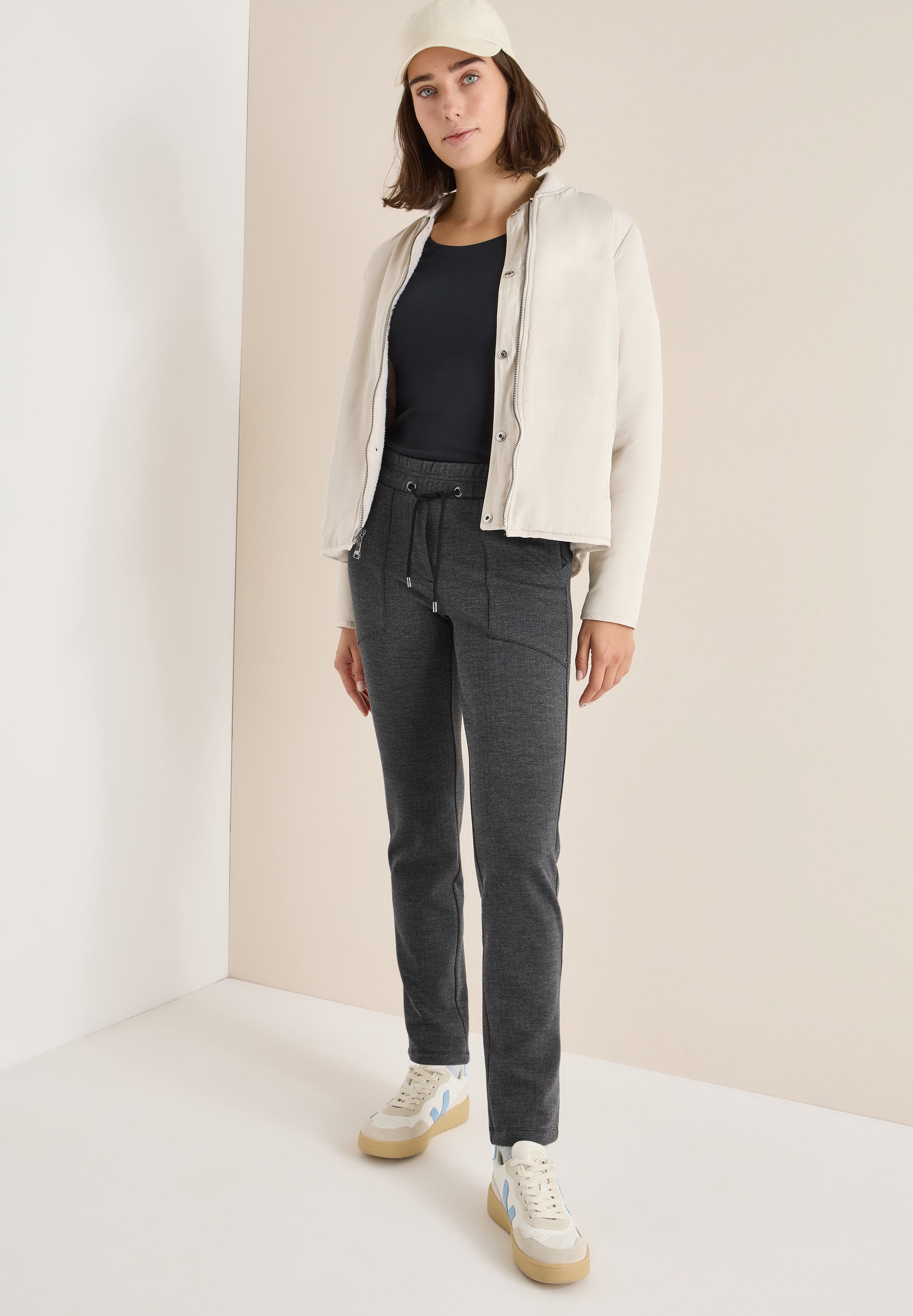 CECIL Stoffhose Style Tracey mit Gummibund und Kordelzug