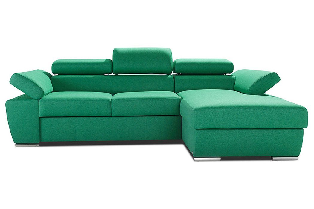 JVmoebel Ecksofa Ecksofa Stoff L-Form Design Grün Bettfunktion Textil, Couch Europe in Polster Made