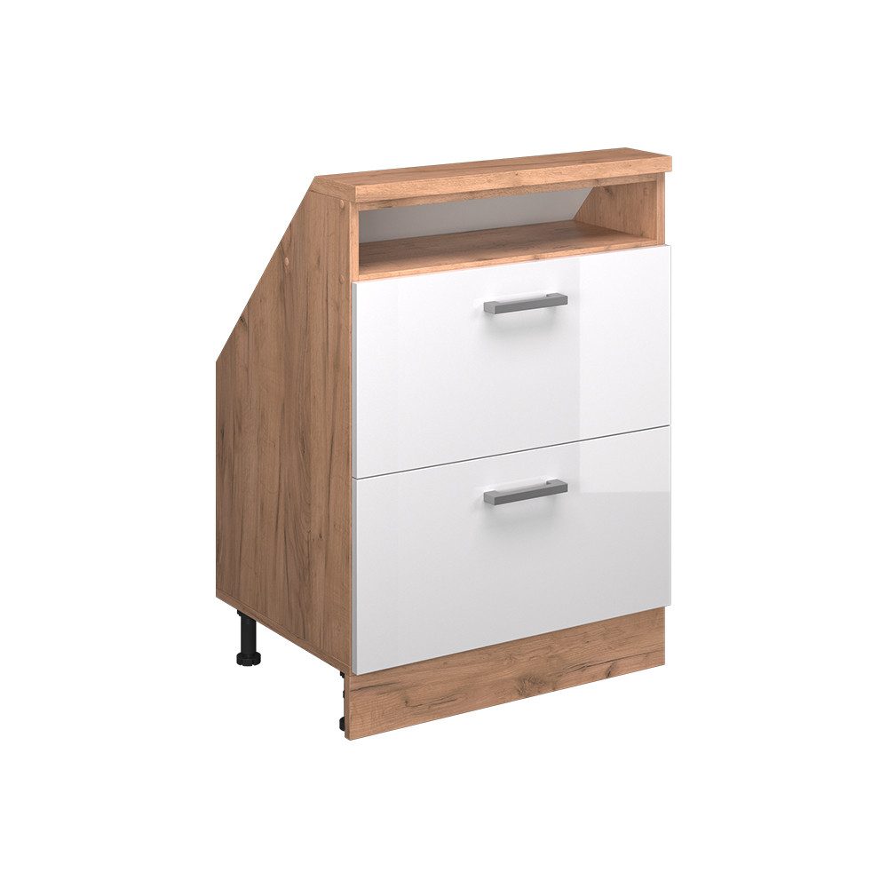 Vicco Unterschrank R-Line, Weiß Hochglanz/Goldkraft Eiche, günstig online kaufen