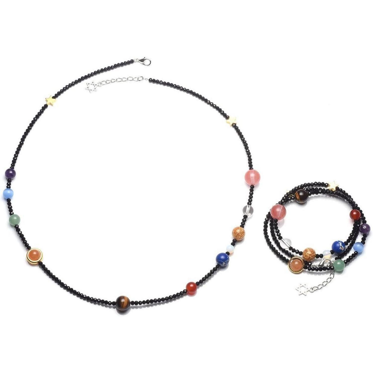 LuxusKollektion Wickelarmband Edelstein-Armband Planet Asteroid Sonnensystem Schwarz
