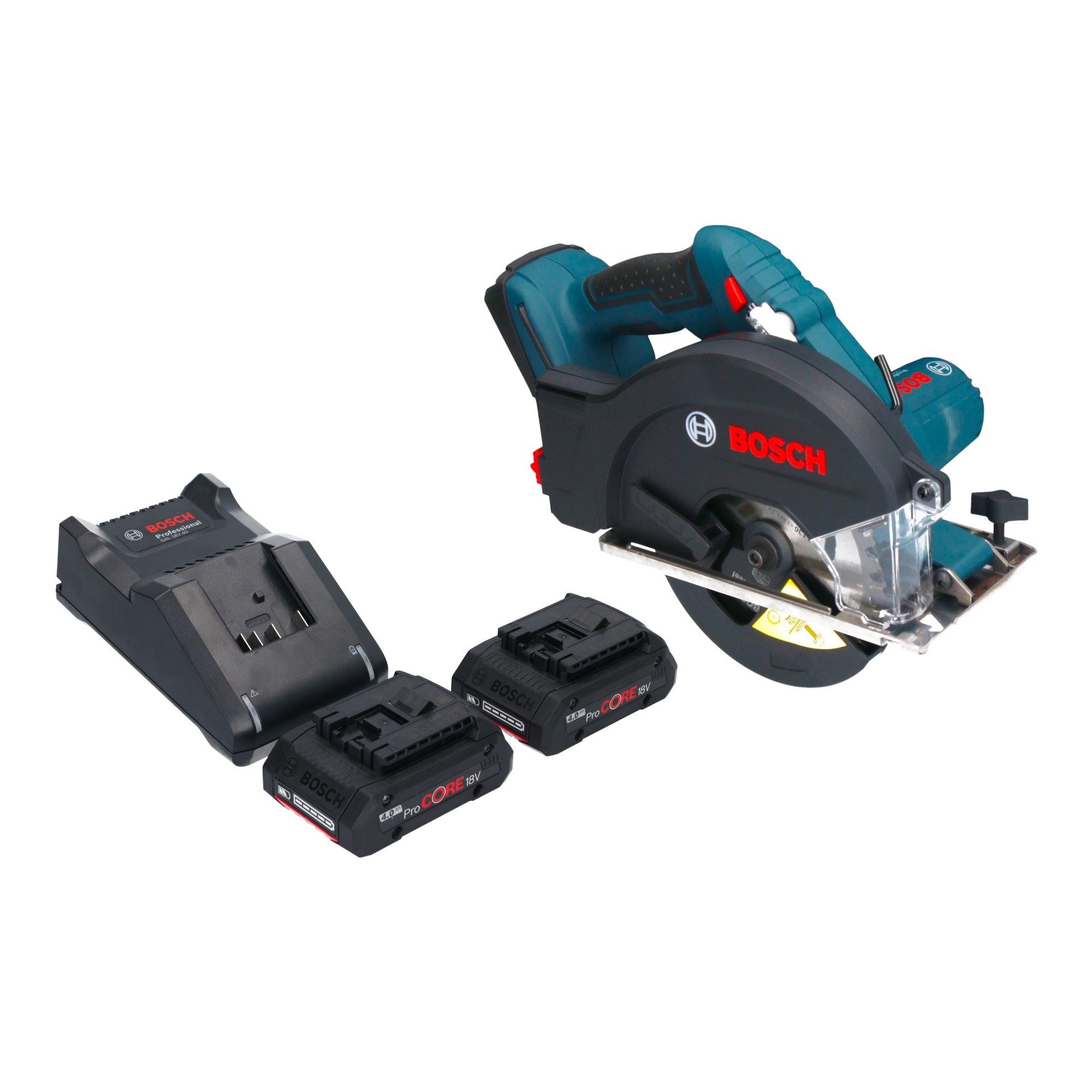 Bosch Professional Kompakt-Handkreissäge GKM 18V-50 Professional 18V 136mm + 2x ProCORE Akku 4,0Ah + Ladegerät