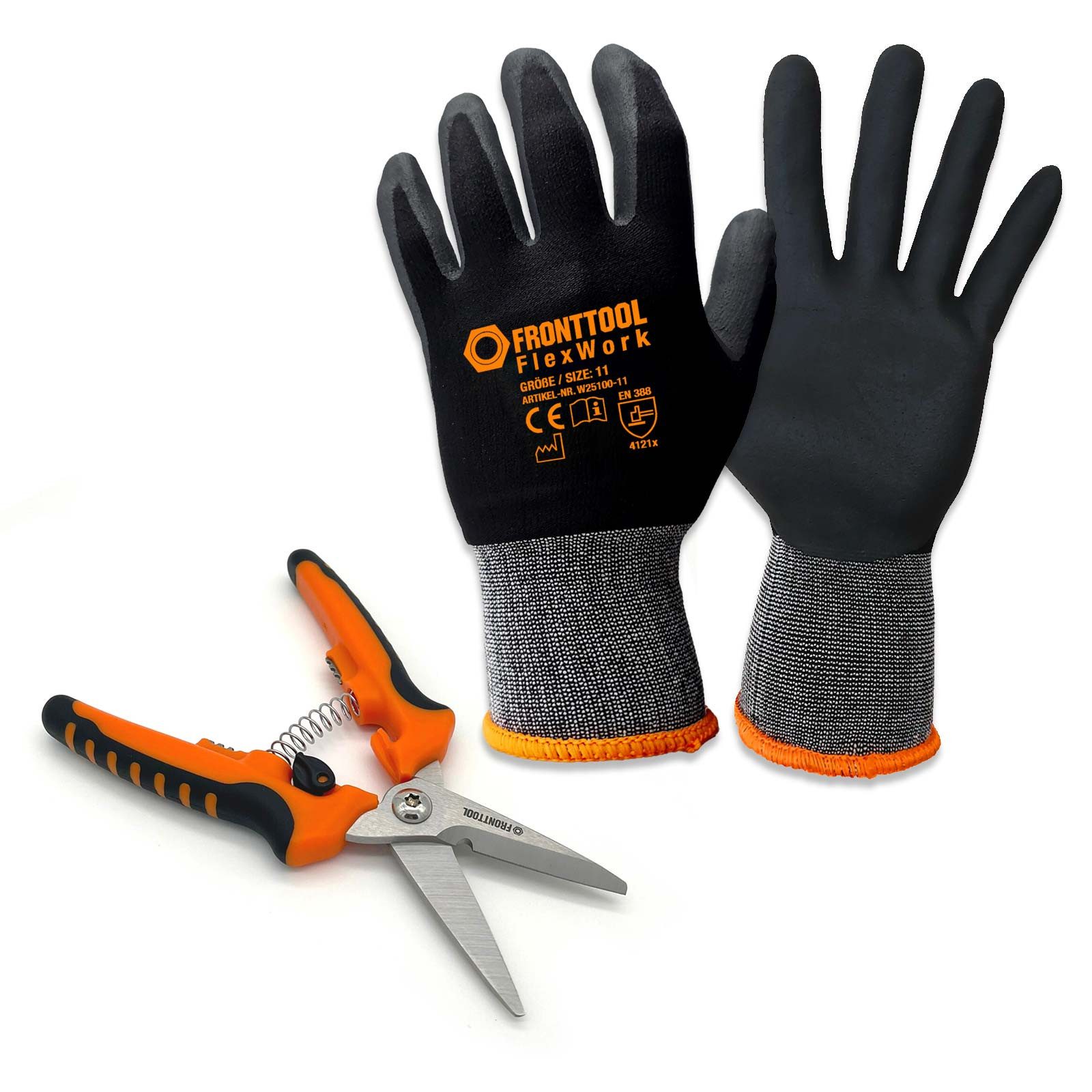 Fronttool Universalschere Universalschere inkl. Handschuhe - Allzweckschere, Abisolier-Funktion