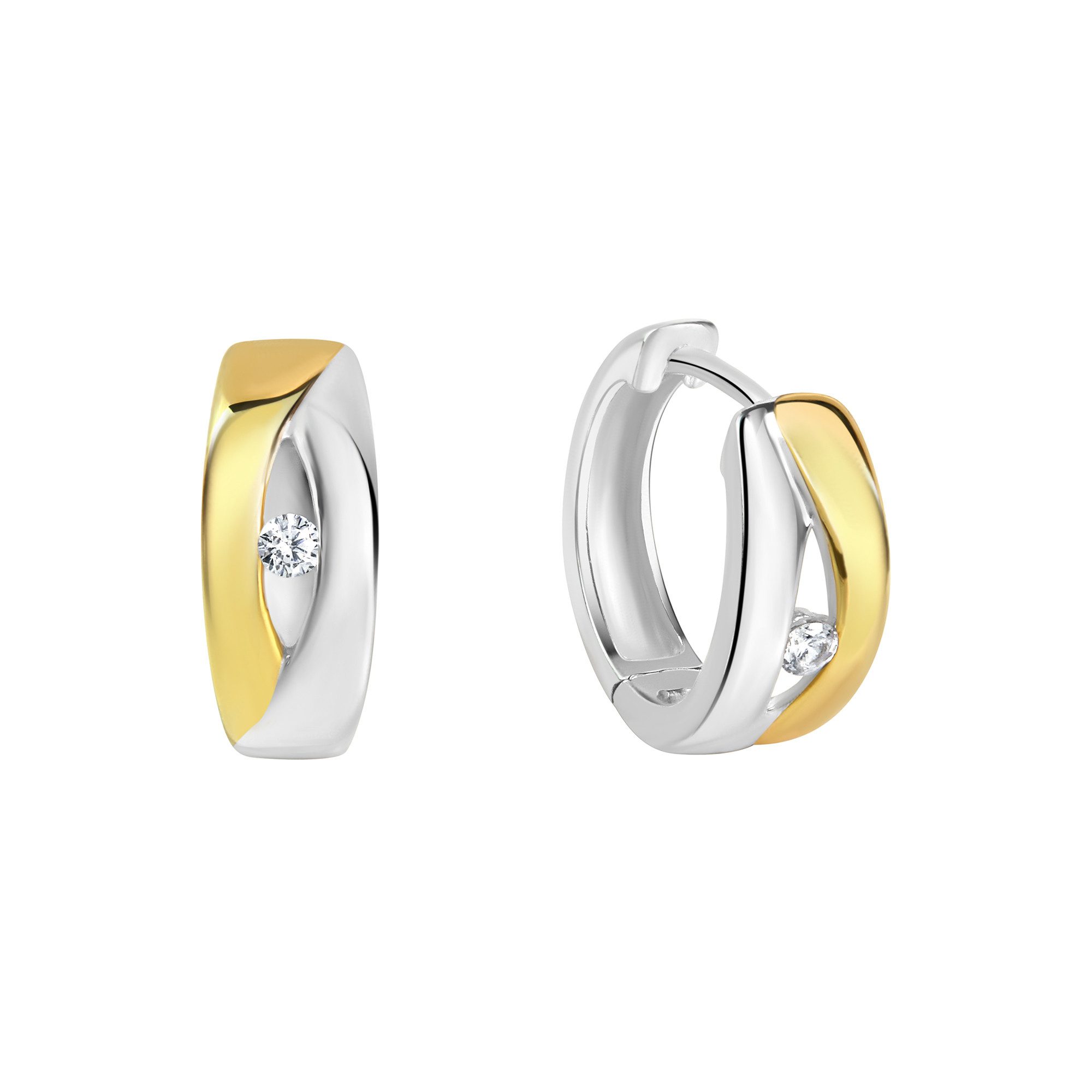 Vivance Paar Creolen 925/- Sterling Silber rhodiniert/vergoldet Zirkonia
