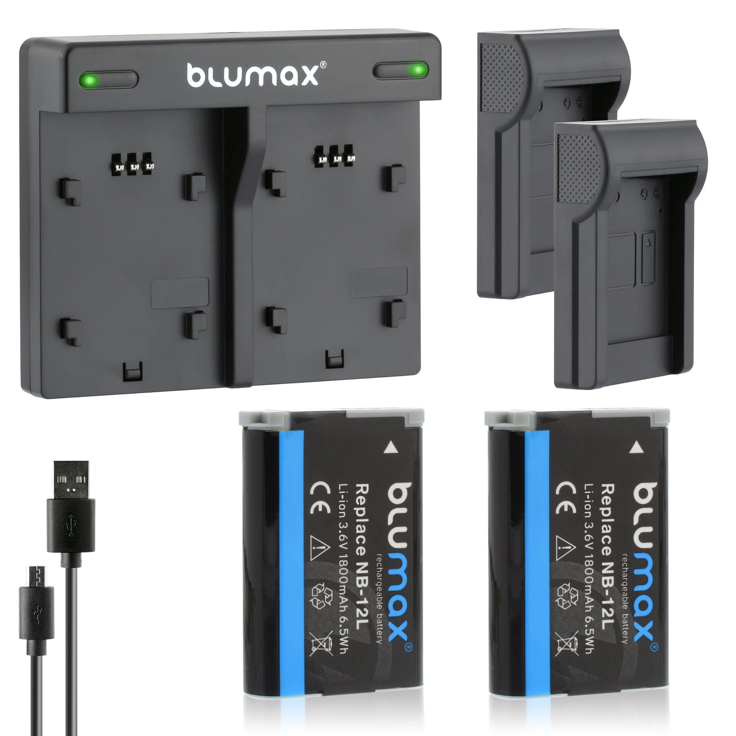 Blumax Set mit Lader Canon Kamera-Akku für LEGRIA min NB-12L 1800 mAh