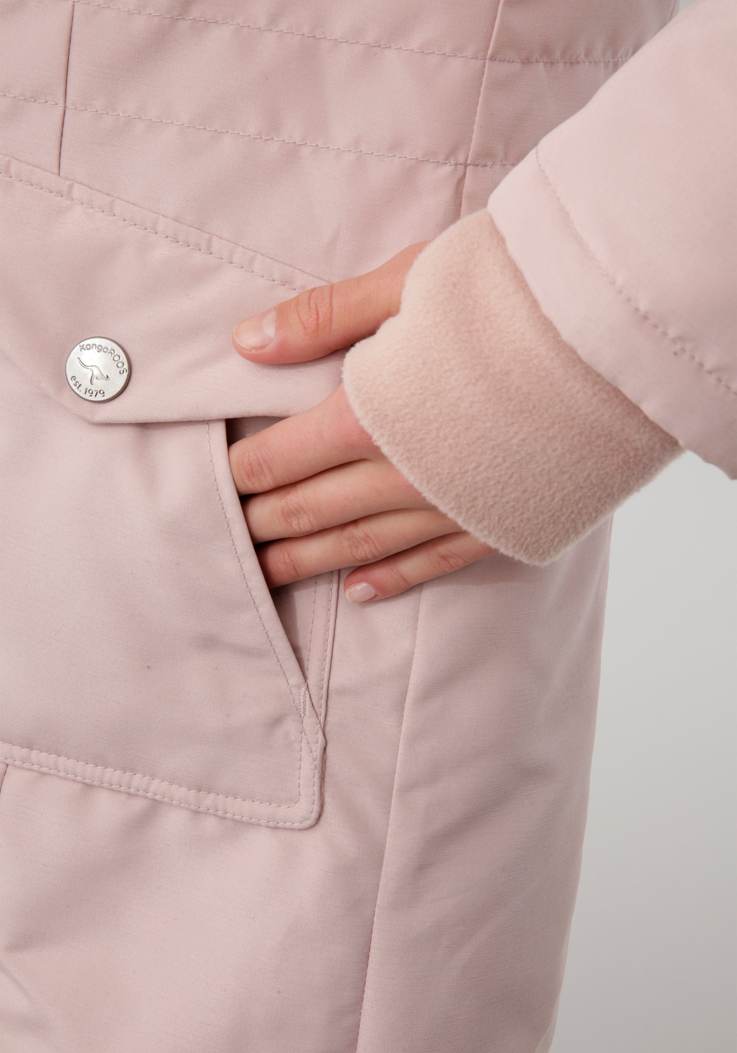 KangaROOS und Langjacke mit vielen rosa 2-Wege-Reißverschluss Taschen