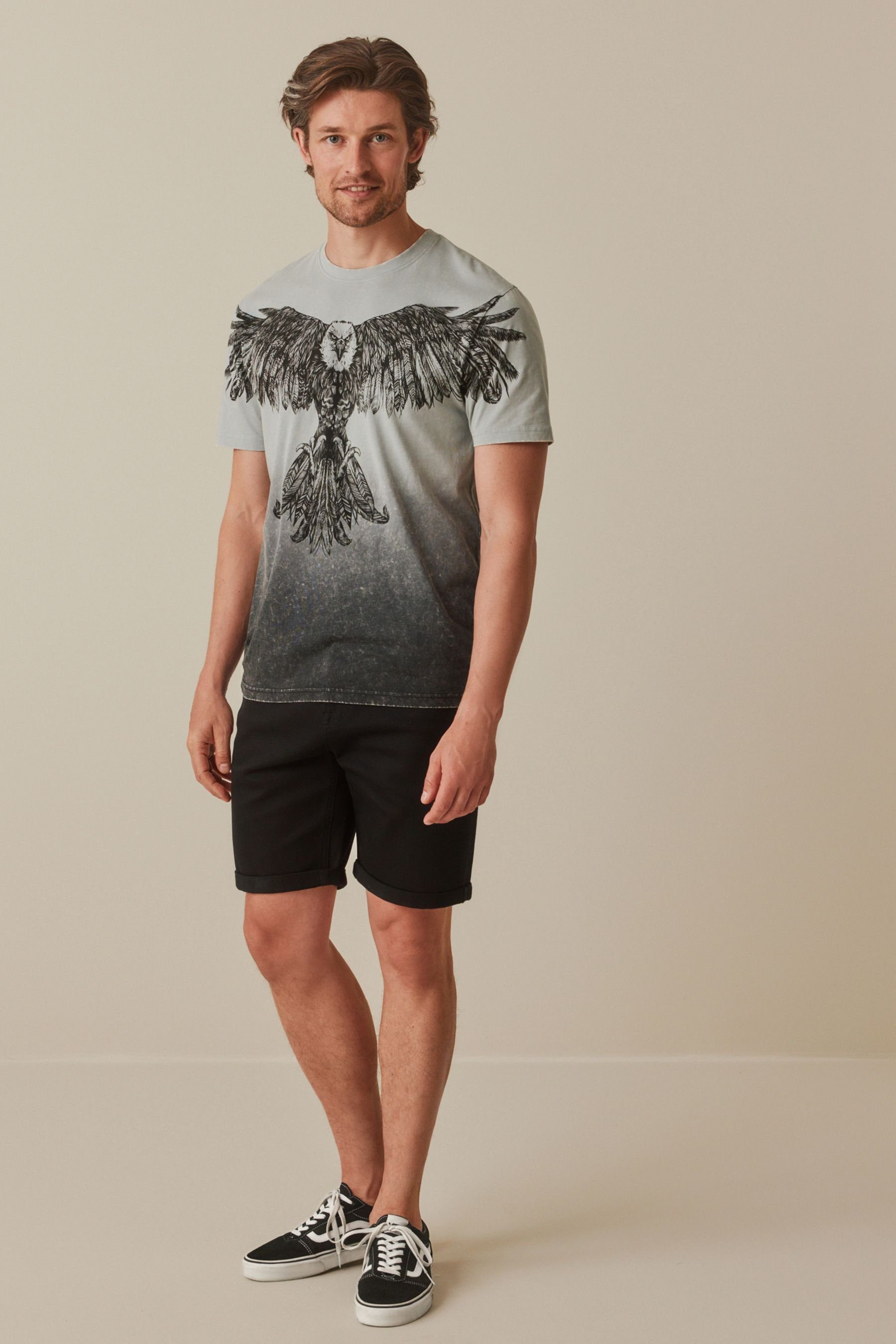 Next Print-Shirt Eagle T-Shirt Print mit Grey/Black (1-tlg)