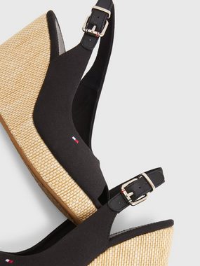 Tommy Hilfiger ICONIC ELENA SLING BACK WEDGE Keilsandalette, Sommerschuh, Sandale, Keilabsatz, mit verstellbarer Schnalle