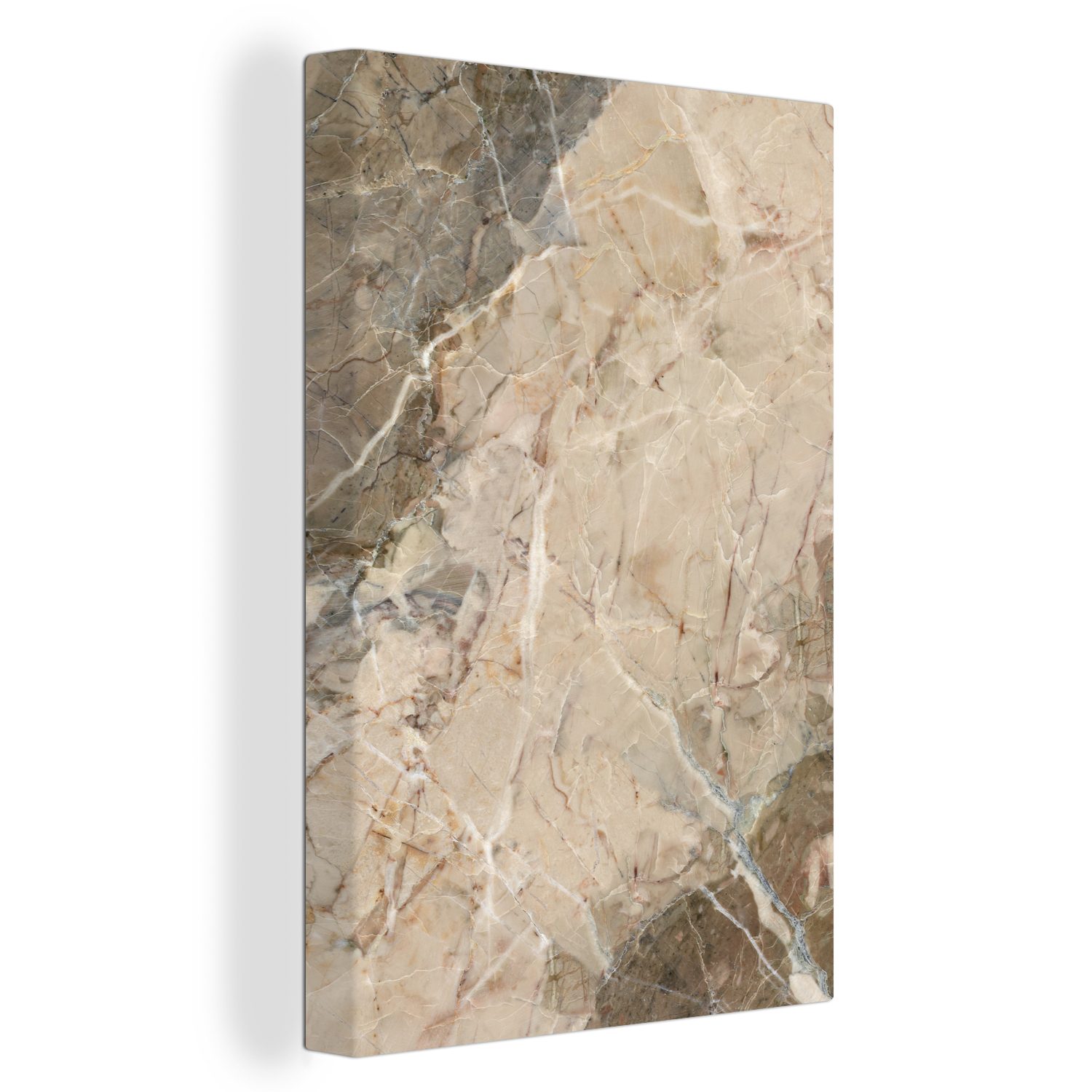 OneMillionCanvasses® Leinwandbild Weiß St), Leinwandbild (1 20x30 bespannt fertig - Gemälde, Grau Kristall, cm inkl. - - Granit Zackenaufhänger
