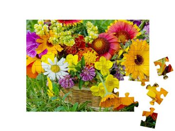 puzzleYOU Puzzle Schöne Blumen in einem Korb, 48 Puzzleteile, puzzleYOU-Kollektionen Blumen-Arrangements