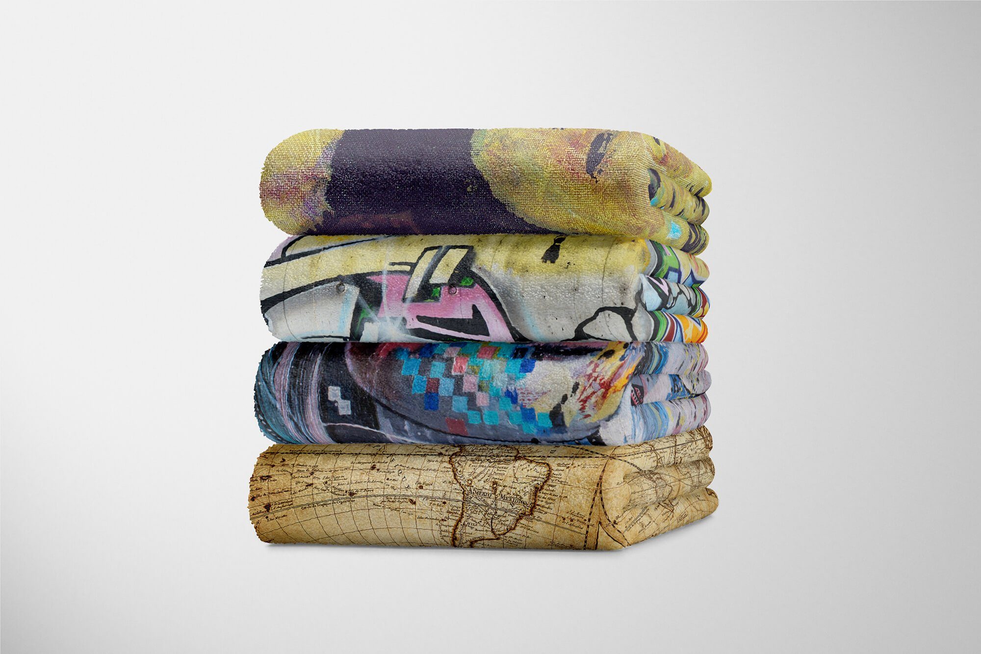 mit Saunatuch Handtuch Fotomotiv Porträt Sinus Baumwolle-Polyester-Mix Handtuch Art Handtücher Strandhandtuch Abs, (1-St), Frauen Kuscheldecke