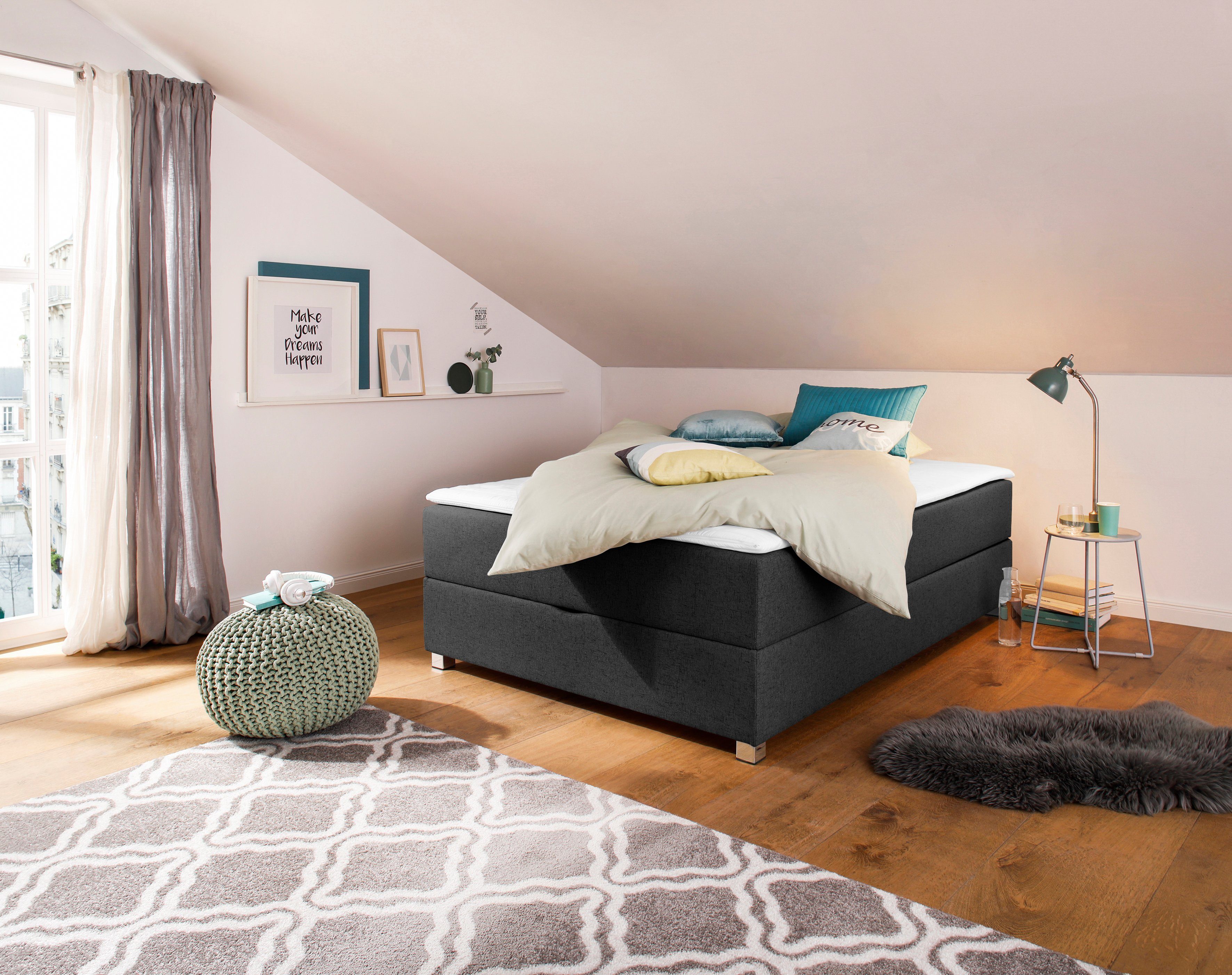 Home affaire Boxbett Alexis, ohne Kopfteil - ideal für Räume mit Dachschrägen; in 4 Breiten