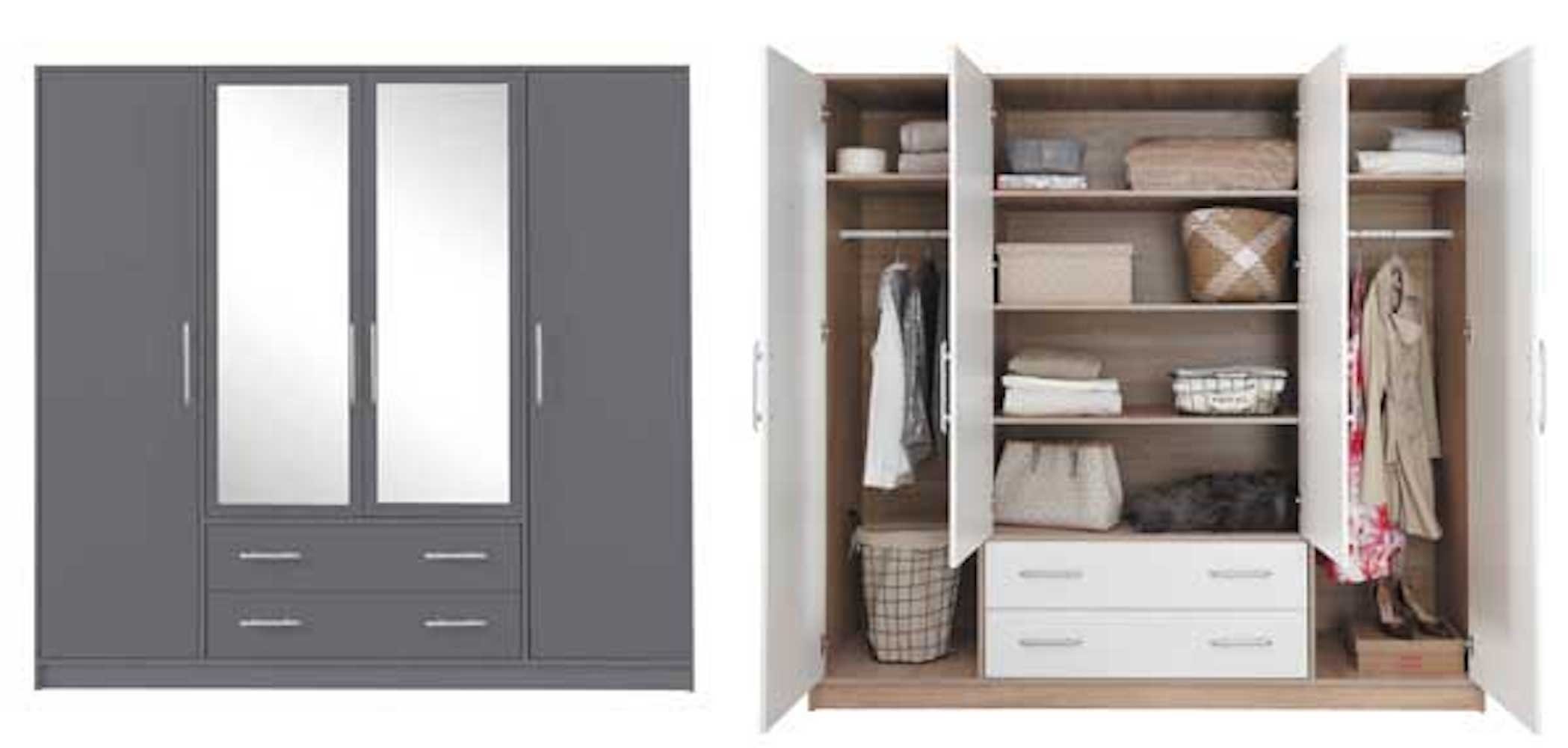 Feldmann-Wohnen Kleiderschrank Smart 200x56x230cm anthrazit mit Aufsatz