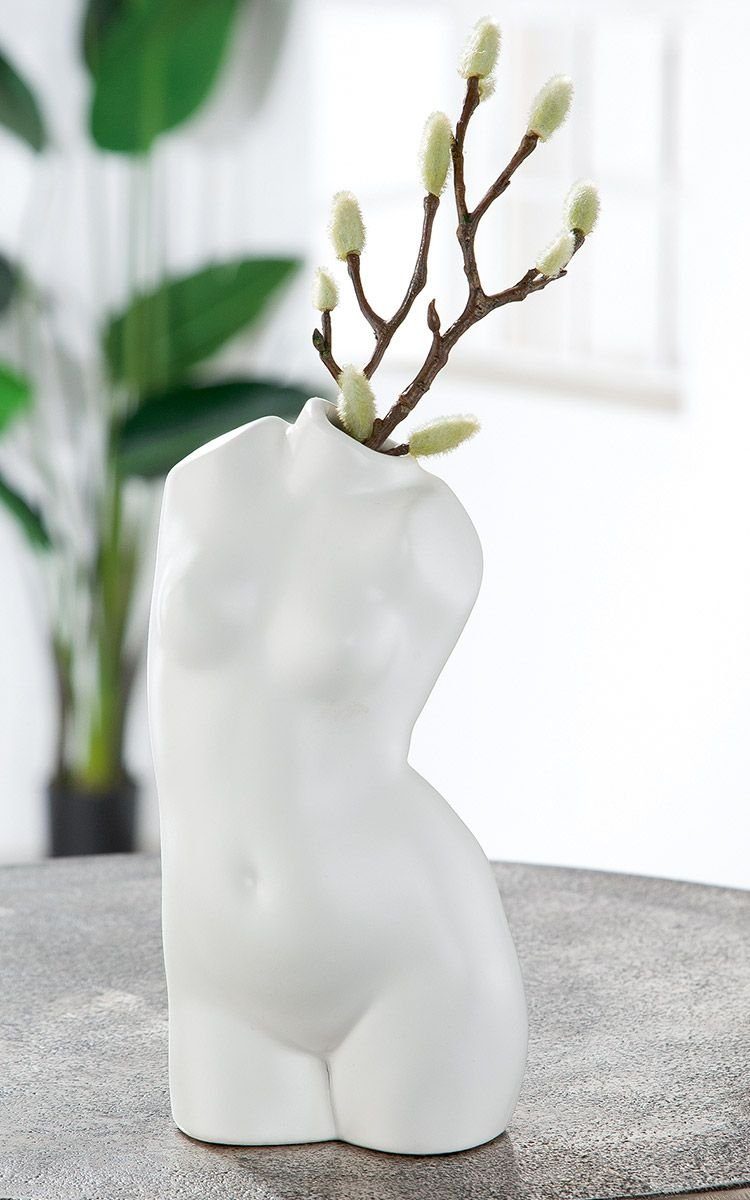 GILDE Dekoobjekt MF Keramik Vase "White Lady" weiß matt Deko Exklusive Hochwertige Vase