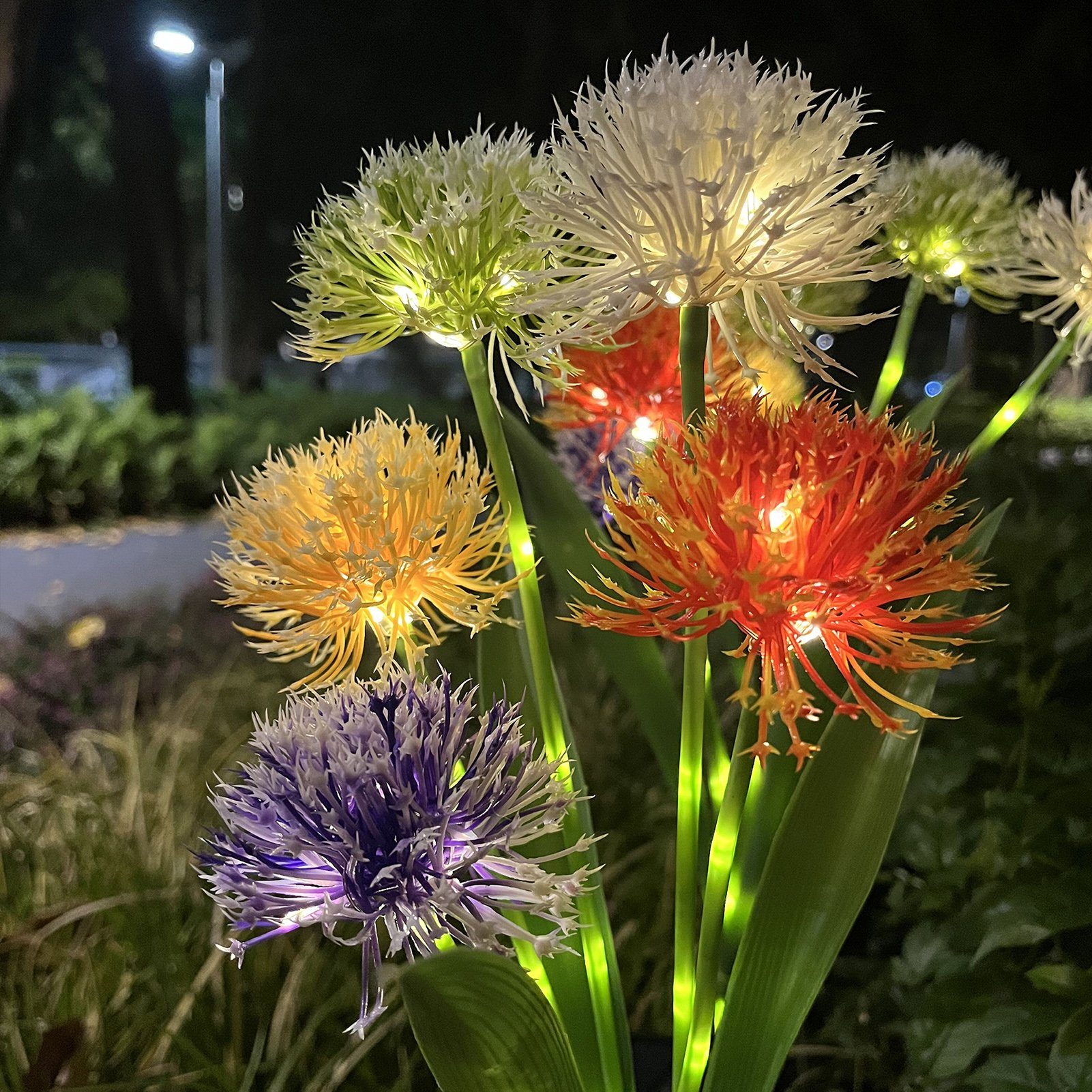 farbenfrohe Außenlampen Garten Gartenleuchte Beleuchtungszubehör Gartenleuchten, mit Landschaftsbau, für Terrasse 5 warmem Blütenform Rasen Gartenleuchten Garten Gartendekoration, Dekorative energiesparende Deko Wasserdicht Sonnenlicht, Licht, Rutaqian Glühbirnen