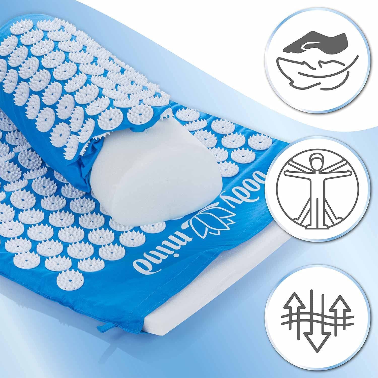 Body & Mind Akupressurmatte Akupressurmatte – Nagelmatte für Entspannung, Stress & Rückenschmerz (Akupunkturmatte, Lockerung & Entspannung, mit Nagel-Kopfkissen), für Körper und Geist