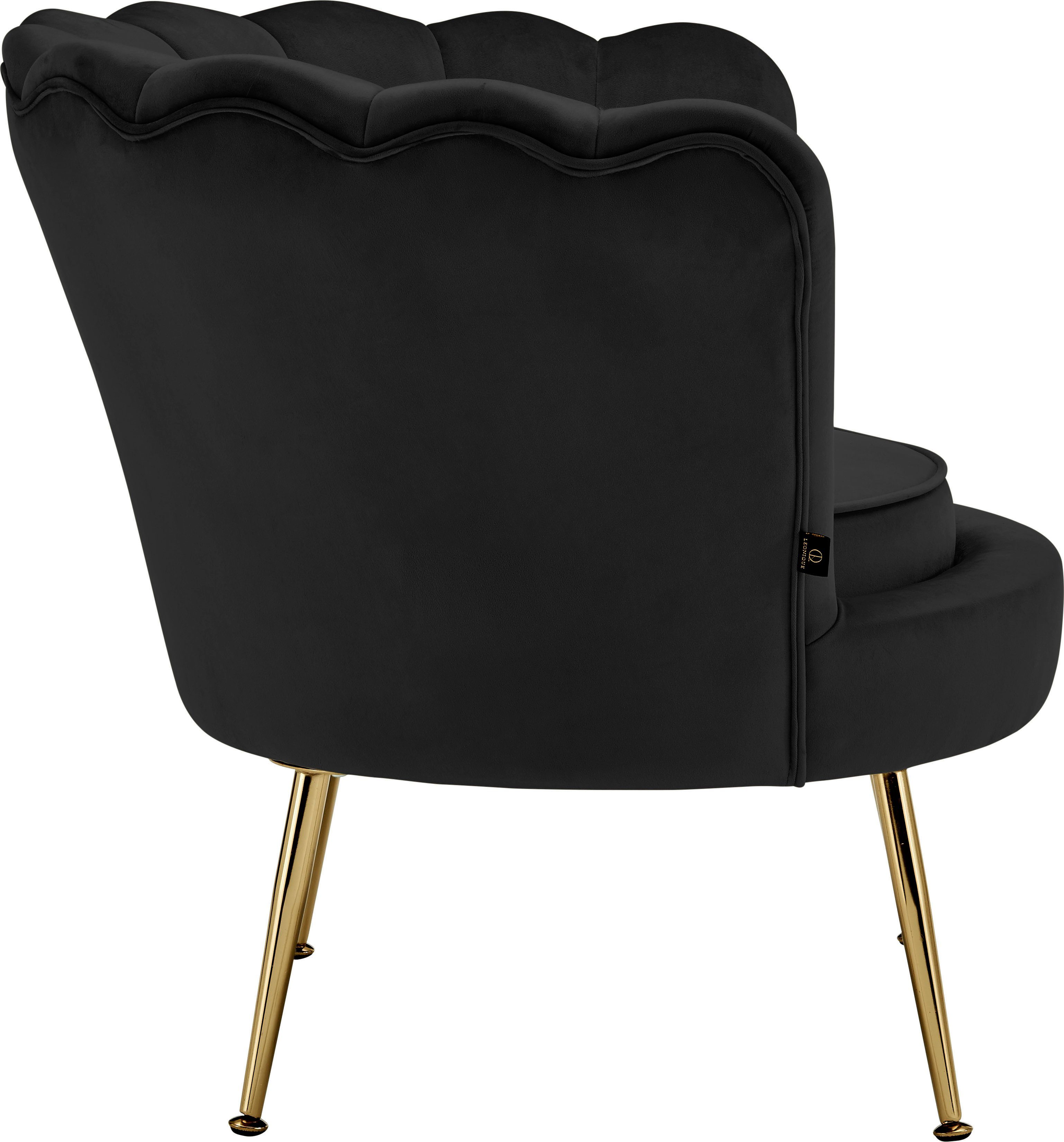Leonique Loungesessel Kelsey, mit weichen Samtvelours Sitzhöhe schwarz Bezug, cm edlem 43,5 Metallgestell