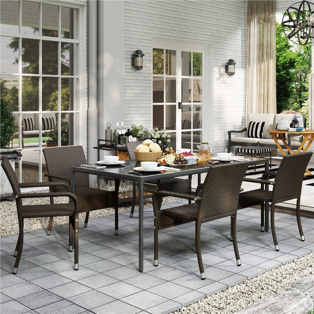 Yaheetech Gartenstuhl 2/4/6er-Set Esszimmerstuhl Rattan-Optik mit Metallbeinen (2 St), Küchenstuhl fürs Esszimmer/Balkon/Terrasse