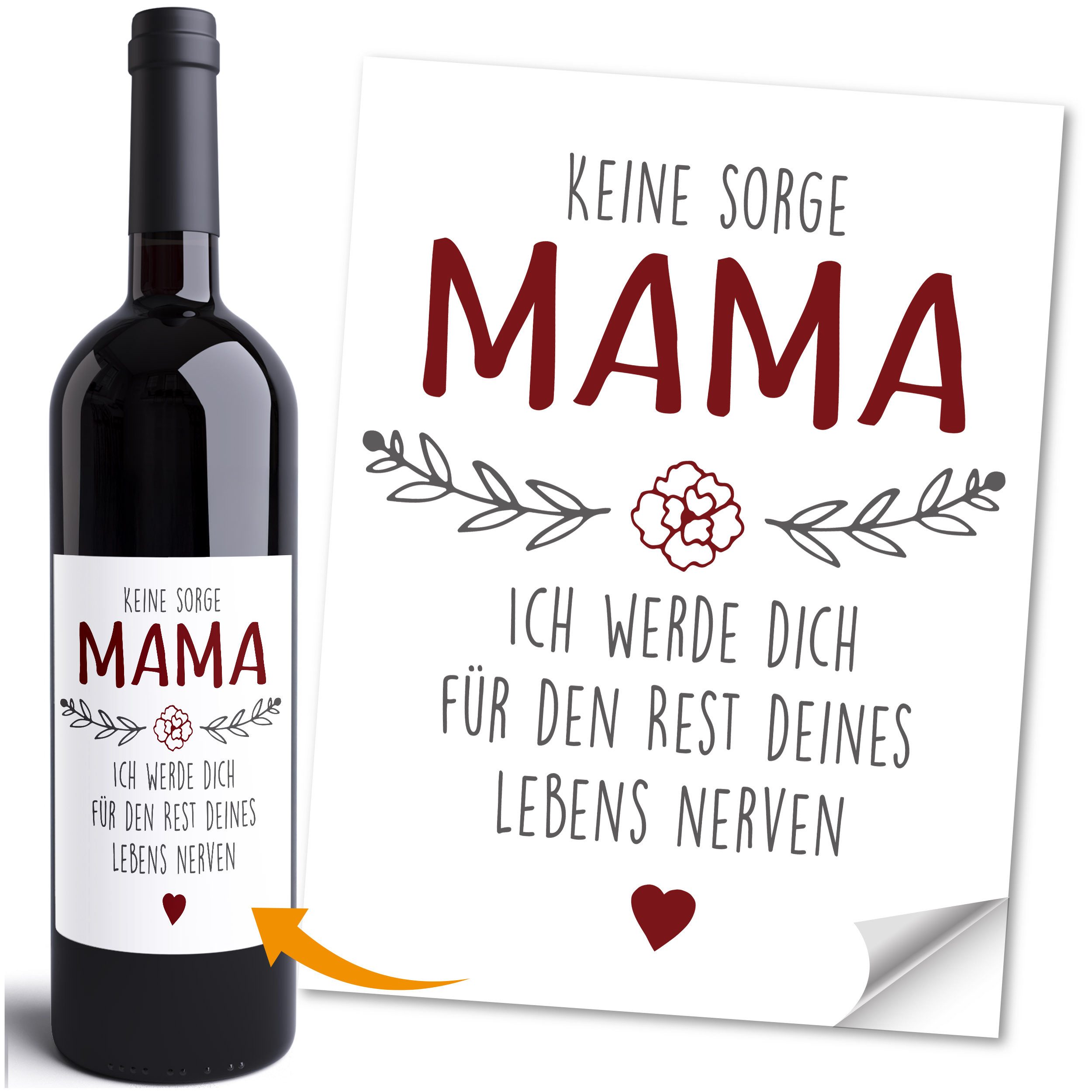 MoonWorks Aufkleber Weinetiketten Geschenkidee Muttertag Mama Flaschenetiketten