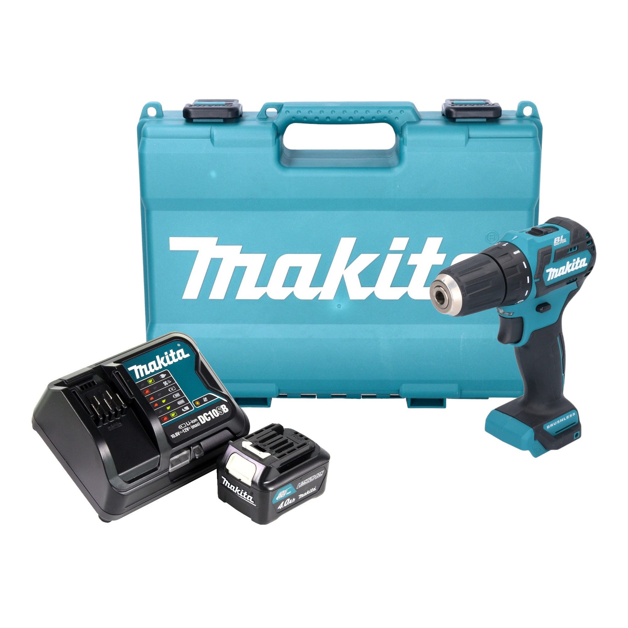 Makita Säulenbohrmaschine DF 332 DSM1E 12 V max. 35 Nm Brushless + 1x Akku 4 Ah + Lader + Koffer