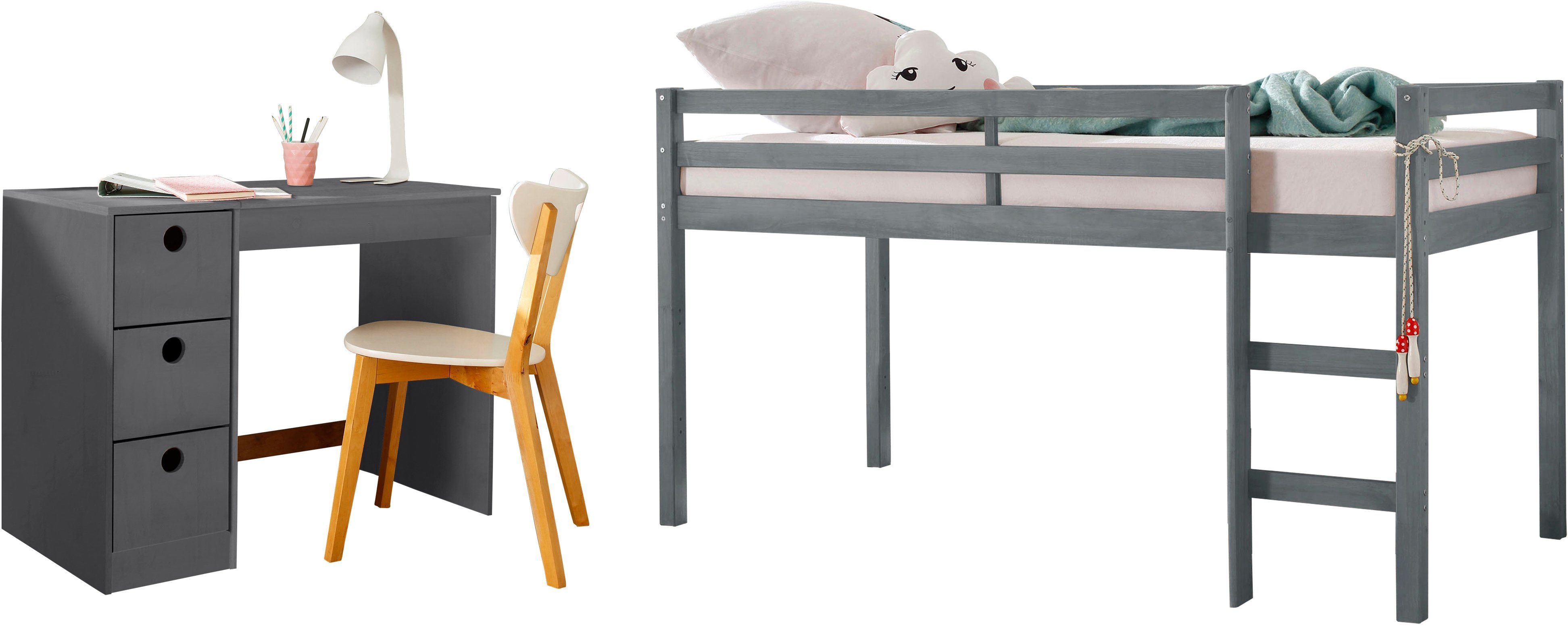 OTTO home Hochbett Alpi aus schönem massivem Kiefernholz, Außenmaßenbreite 103 cm