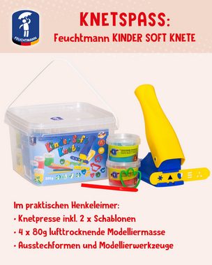 Feuchtmann Knetform-Set KINDER SOFT KNETE (Knetset, 1-tlg., mit Schablonen, Ausstechformen und Modellierwerkzeugen), Knetpresse