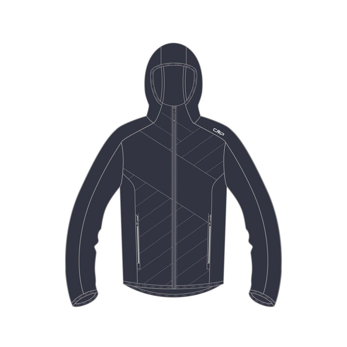 Outdoorjacke CMP Herren Kapuzenjacke Man Hybrid Jacket Fix Hood 34E7617