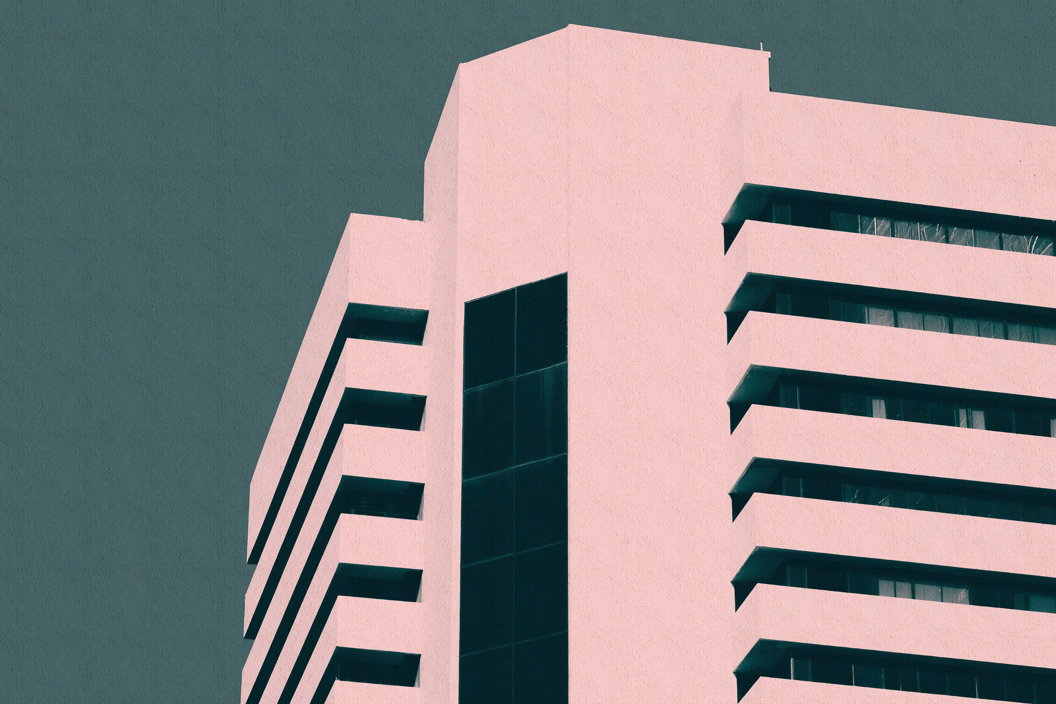 (1 Création rosa, Leinwandbild Gebäude Bild Modern Keilrahmen A.S. St), grün skyscraper, Grafisch
