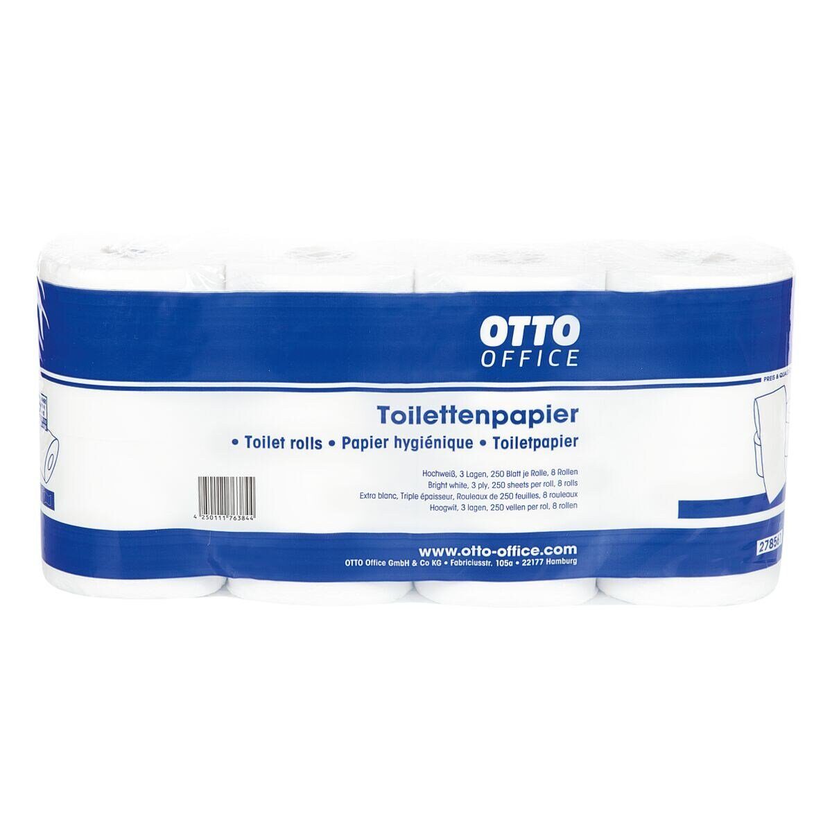 Otto Office Toilettenpapier (56-St), 3-lagig, weiß mit Prägung, 250 Blatt/Rolle