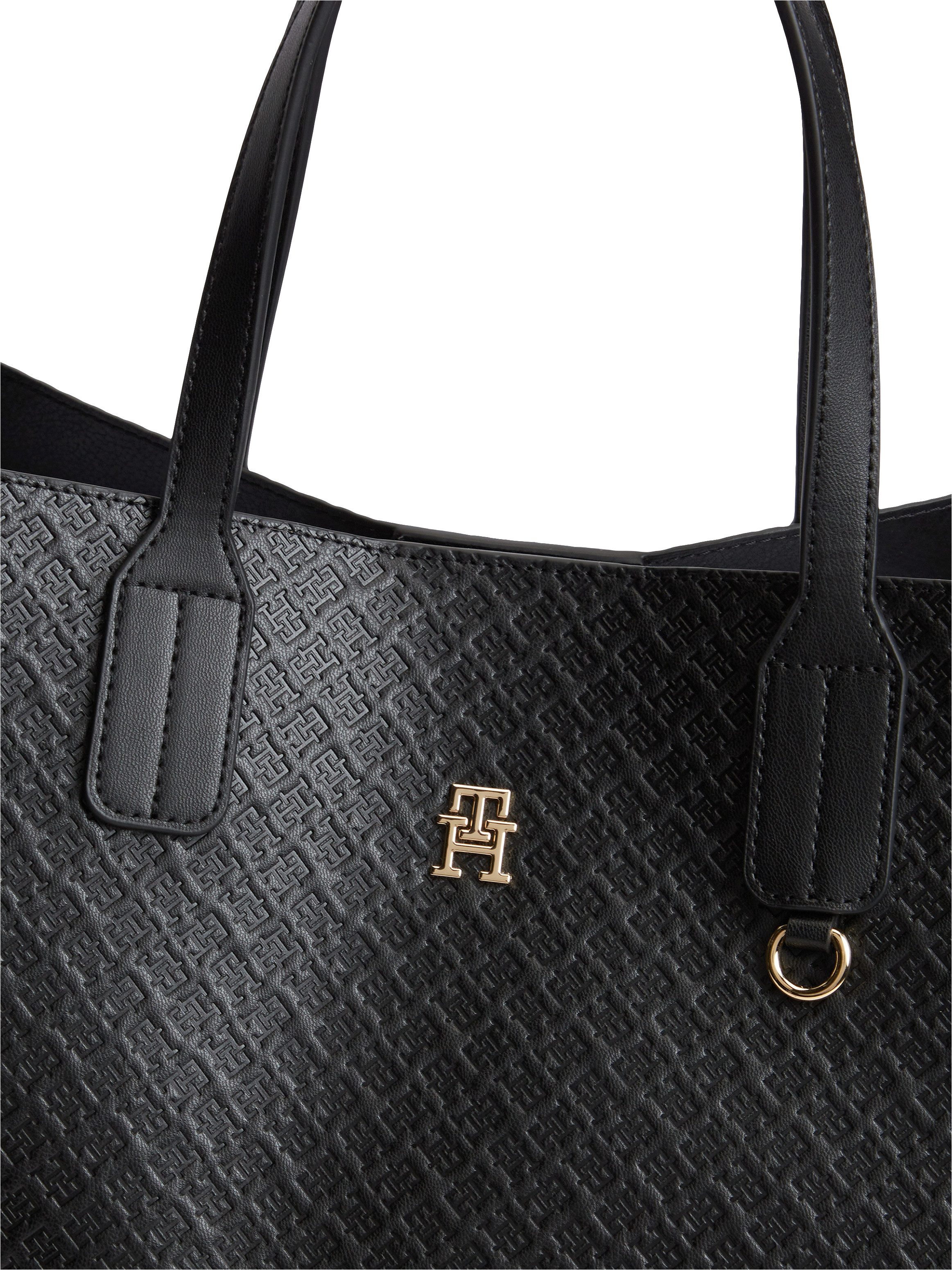 Tommy Hilfiger Handtasche TH ICON SATCHEL MONO, Damen Schultertasche, Satchel mit trendiger TH-Allover-Logoprägung – Bild 4 von 5