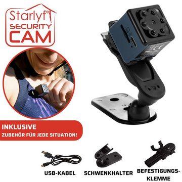 Starlyf Security Cam Überwachungskamera (Außenbereich, Innenbereich, Spar Set 1er oder 2er Pack, 1-tlg., Mini Kamera, Sport Cam, Body Cam, Mini Cam, mit Bewegungsmelder, Nachtsicht)