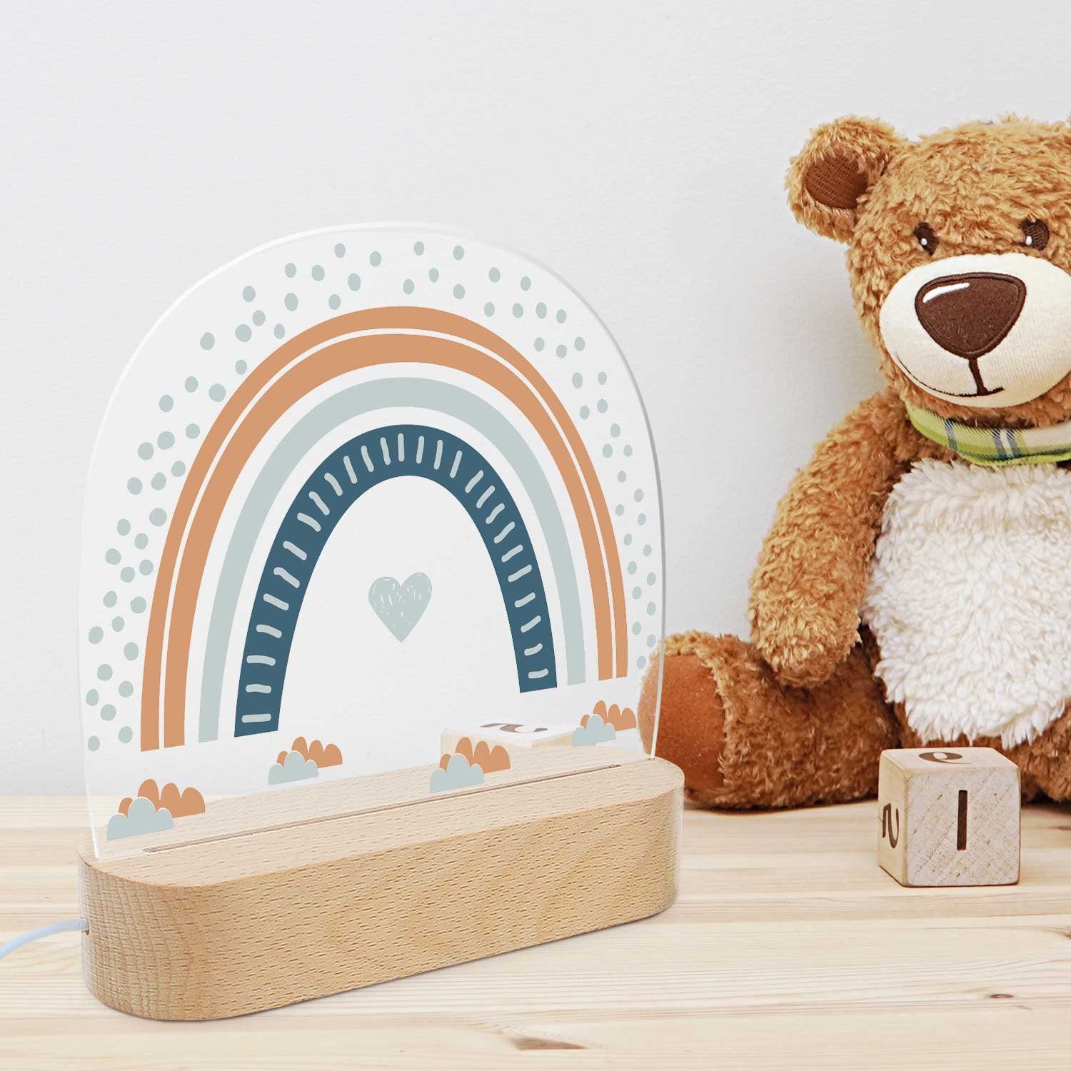 GRAVURZEILE LED Nachtlicht für Kinder, Beruhigend und Energiesparend - Regenbogen Design Blau, LED, 3 Lichtmodi: Warm- Kalt- und Mischweiß, Geschenk für Kinder & Baby