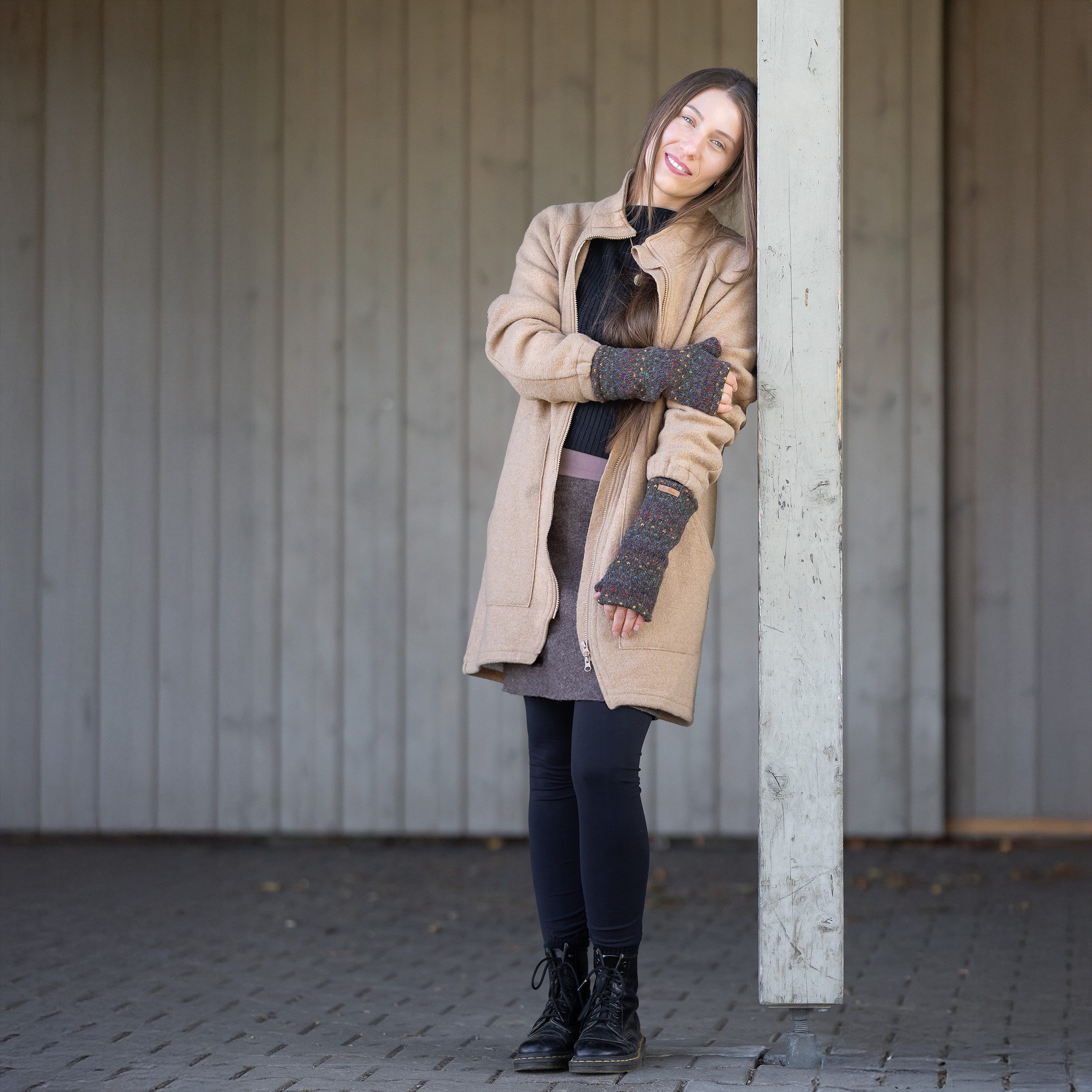 McRon Armstulpen Pulswärmer Modell Ines Regenbogen Mit Daumen, mit hohem Schurwoll-Anteil, komplett gefüttert