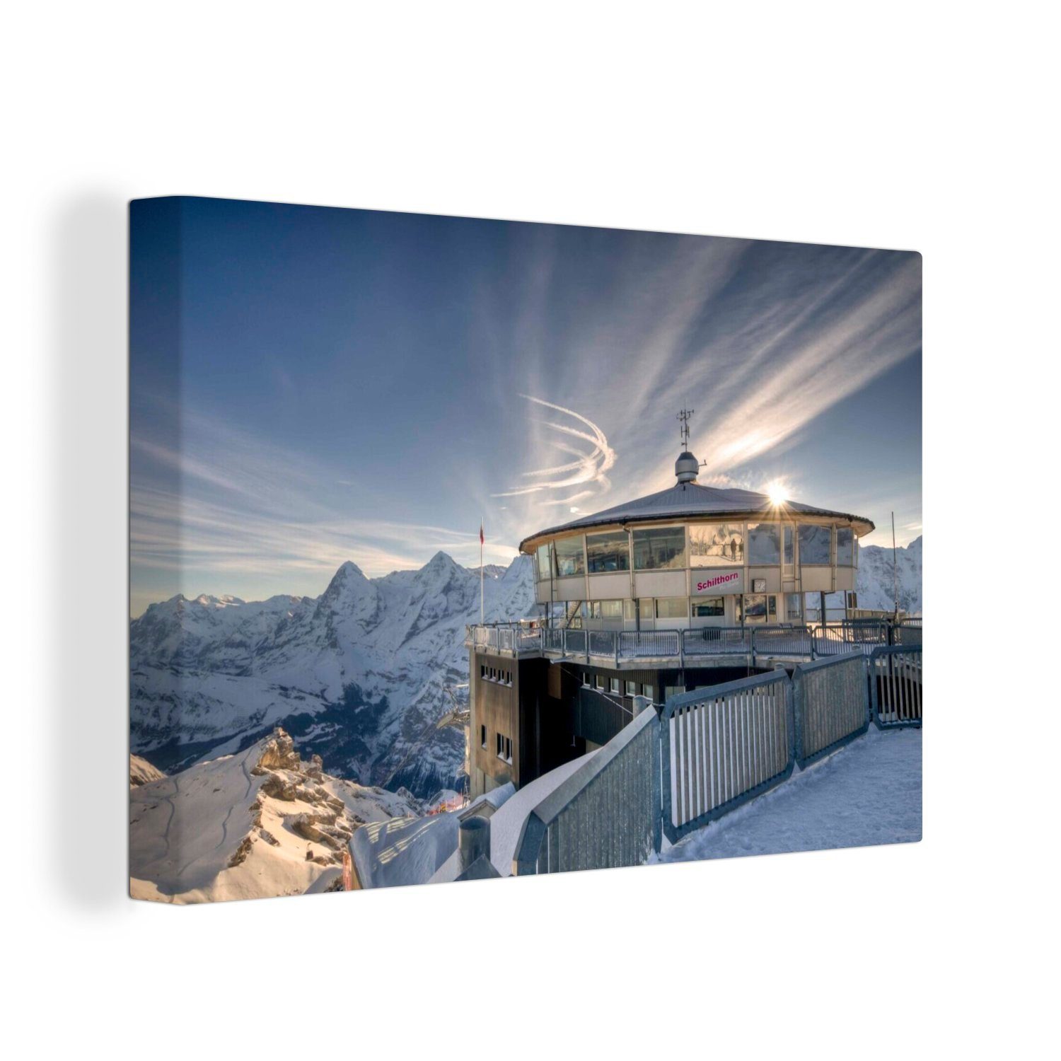 OneMillionCanvasses® Leinwandbild Foto vom Schilthorn in der Schweiz, (1 St), Wandbild Leinwandbilder, Aufhängefertig, Wanddeko, 30x20 cm