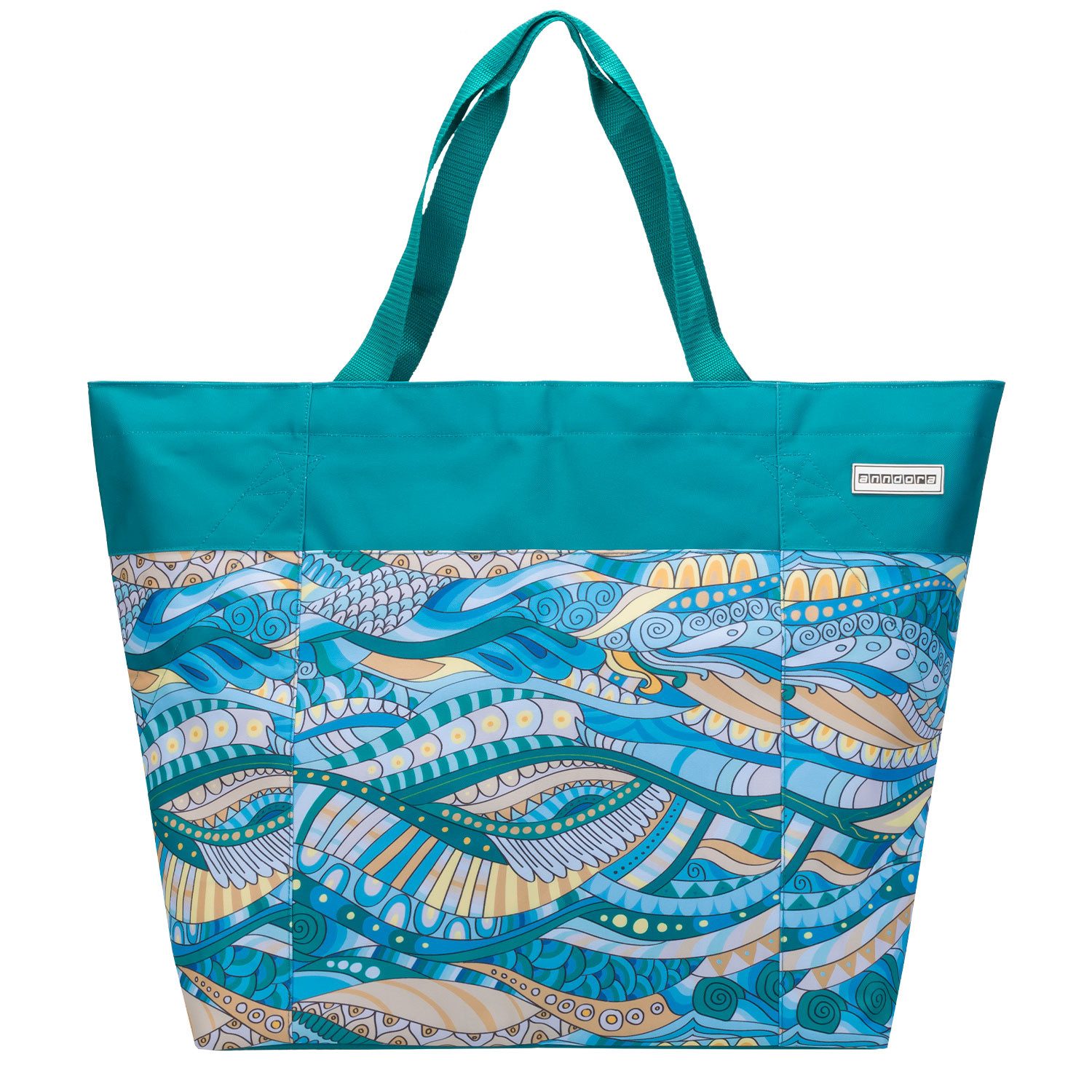 anndora XL-Strandtasche Umhängetasche Freizeittasche XXL 40 Liter, Geräumig – Stabil – Mit Reißverschluss – Innen- & Außenfach