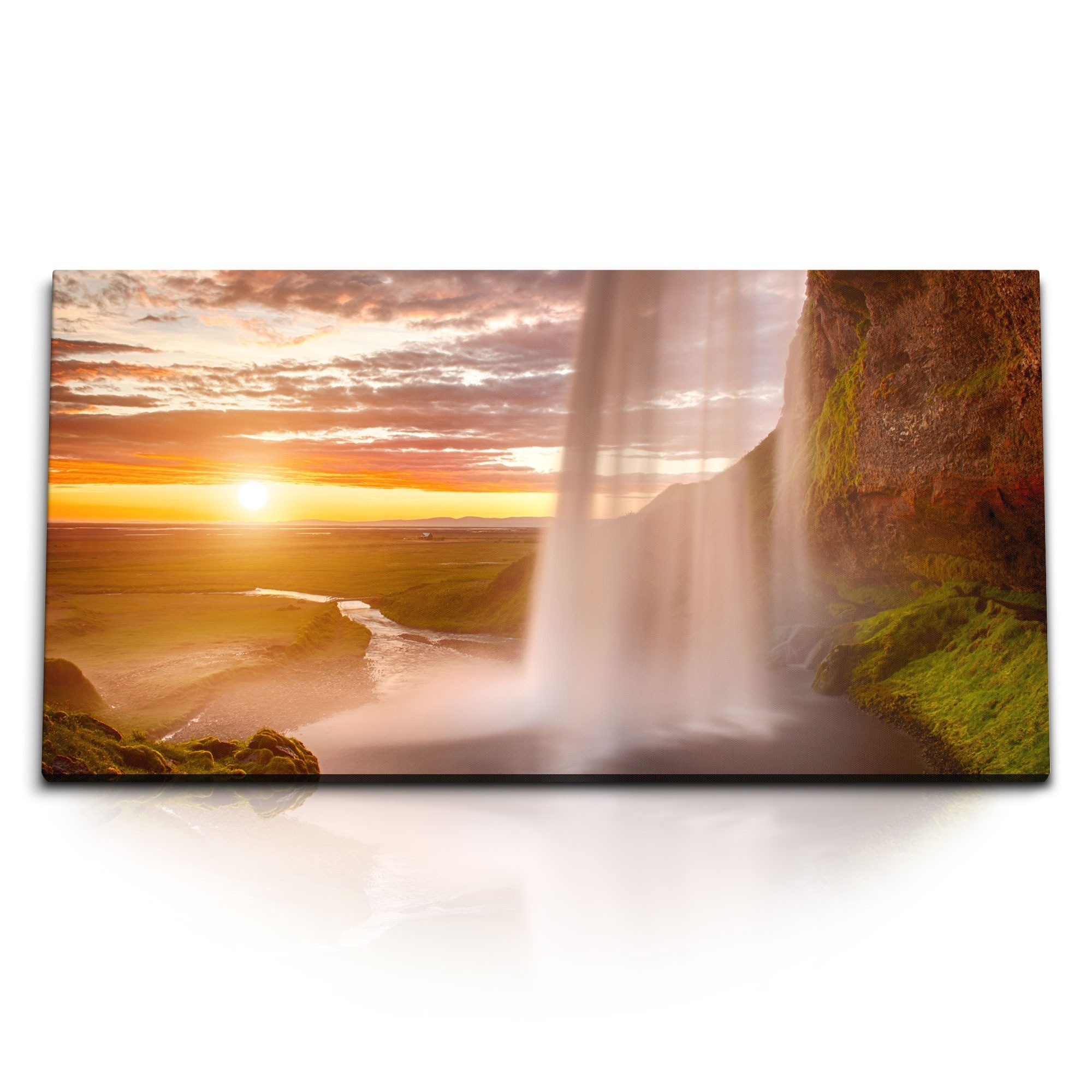 Sinus Art Leinwandbild Kunstdruck Bilder 120x60cm Wasserfall Island Seljala günstig online kaufen