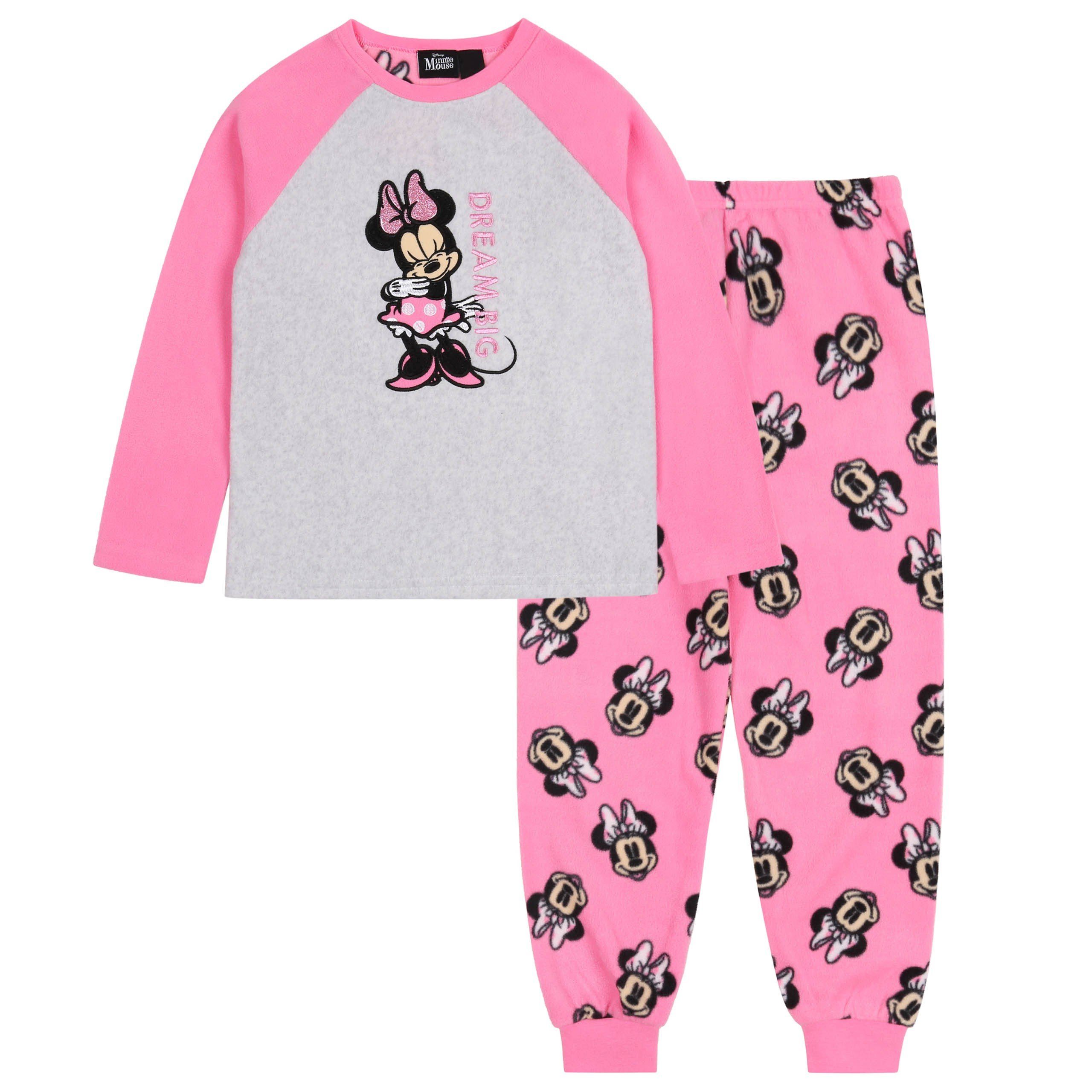 Sarcia.eu Maus Schlafanzug, Schlafanzug pink-grau, DISNEY Minnie Jahre Mädchen 6-7