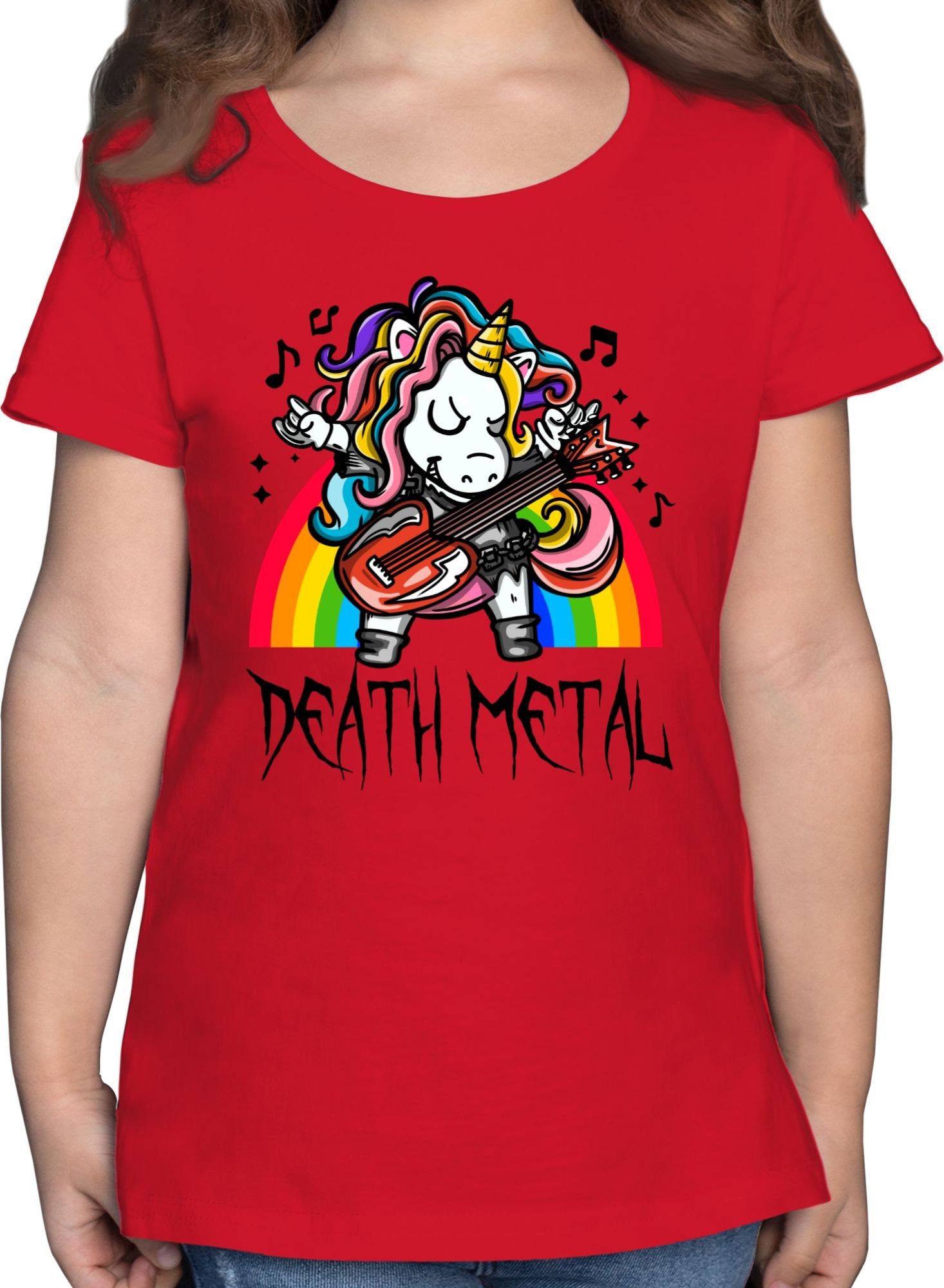 3 T-Shirt Shirtracer Co Rot Death Einhorn - Metal Kinderkleidung und Unicorn