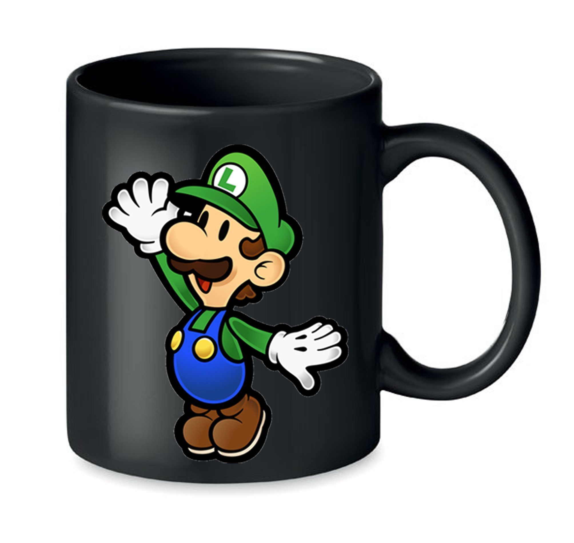 Tasse Luigi Super Retro Konsole Mario Peach Yoshi Gaming in Schwarz und Weiß