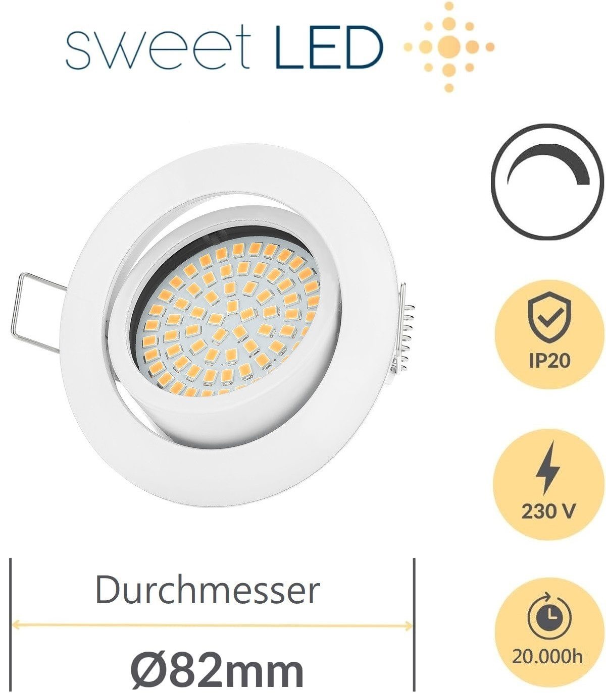 Sweet LED LED Einbaustrahler 6er Set Einbauspots LED Flach dimmbar weiß 5W, günstig online kaufen