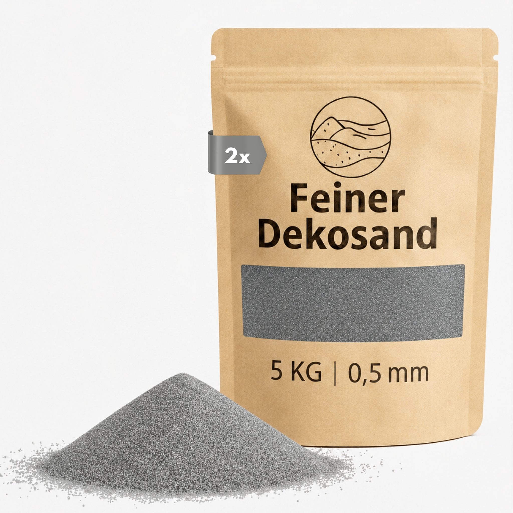 matches21 HOME & HOBBY Dekosand Deko-Sand hellgrau 10 kg für Vasen, Gläser & Streudeko (1-St), Bunter Farbsand als feiner Deko- & Bastelsand
