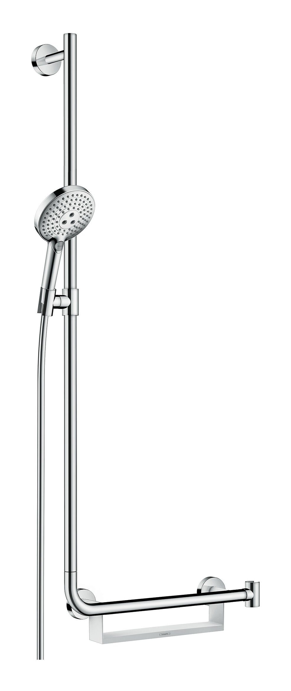 hansgrohe Stangenbrause-Set Raindance Select S, 3 Strahlart(en), Brauseset 120 3jet mit Brausestange 1100 mm links - Chrom