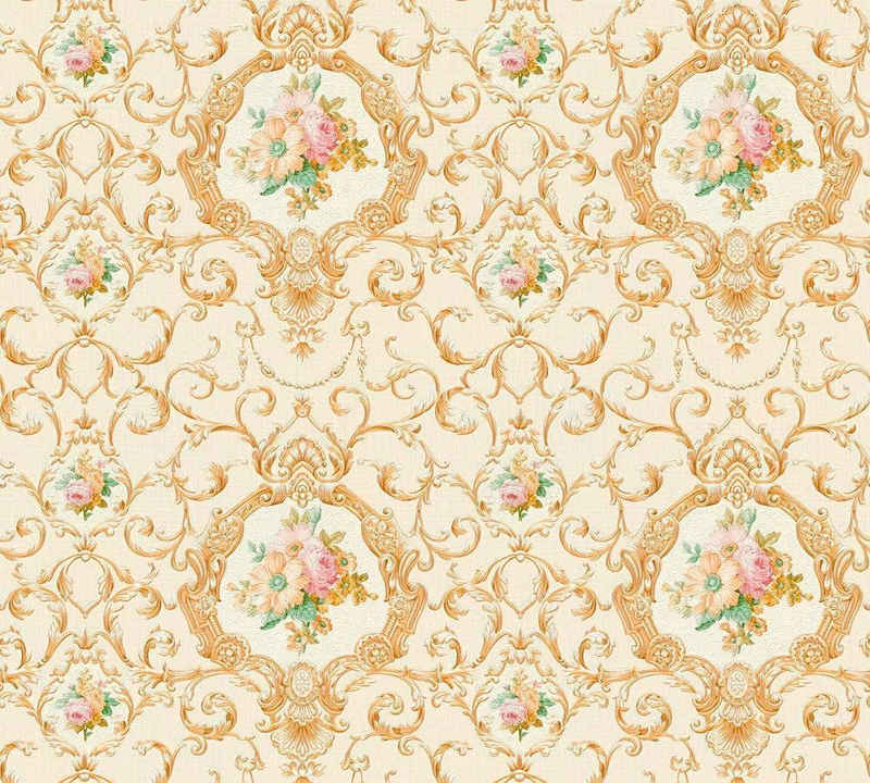 living walls Vliestapete »Château 5 barock«, glatt, floral, gemustert, mehrfarbig, ornamental, (1 St), Tapete Barock Metallic