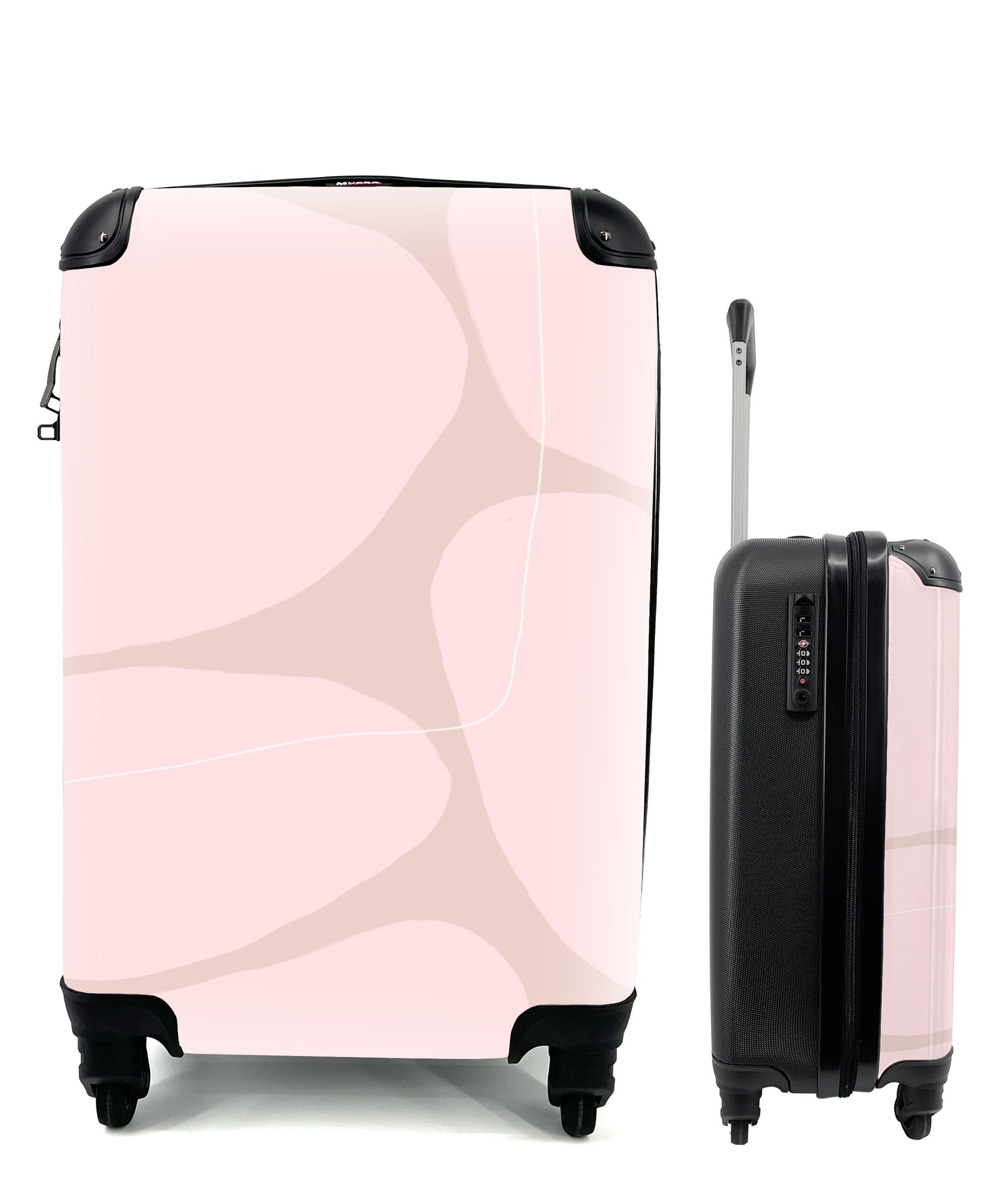 MuchoWow Handgepäckkoffer Rosa - Geometrische Formen - Abstrakt, 4 Rollen, Reisetasche mit rollen, Handgepäck für Ferien, Trolley, Reisekoffer