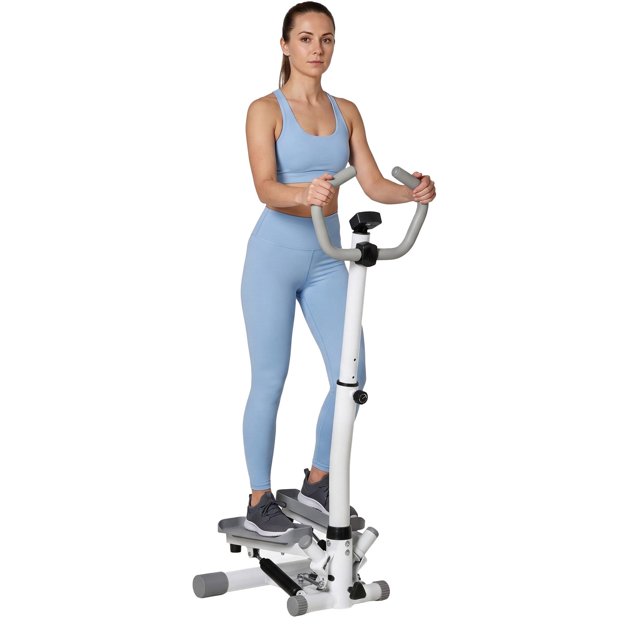 HOMCOM Stepper mit LCD-Bildschirm (Hometrainer für Zuhause, 1-tlg., Fitness Heimtrainer), höhenverstellbar, Weiß+Grau – Bild 2 von 5