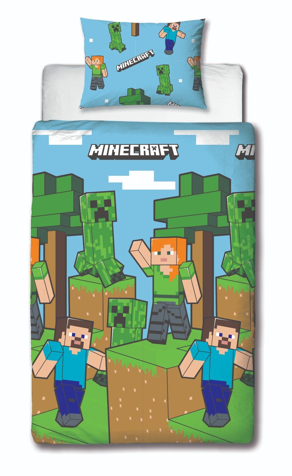 Minecraft Bettwäsche Minecraft Steve und Alex Mikrofaser Bettwäsche Set, Mikrofaser, 2 teilig, Deckenbezug 135-140x200 cm 60x70 cm Kissenbezug