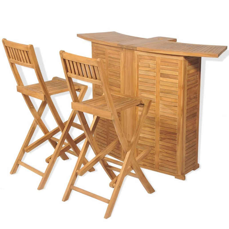 vidaXL Gartenlounge-Set 3-tlg. Bistro-Set mit Klappstühlen Massivholz Teak, (3-tlg)