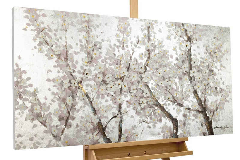 KUNSTLOFT Gemälde Pearls in Bloom 120x60 cm, Leinwandbild 100% HANDGEMALT Wandbild Wohnzimmer